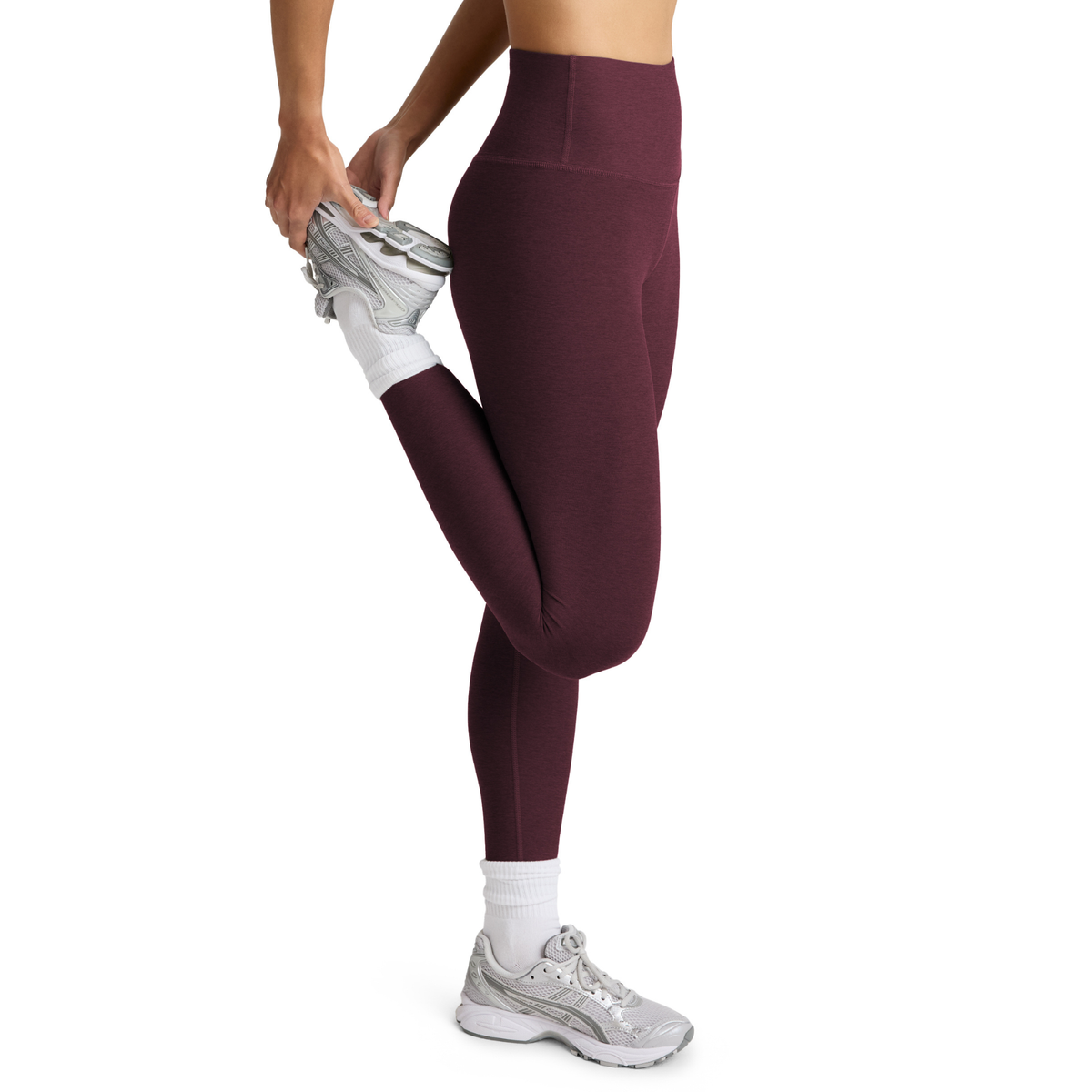 Beyond Yoga Womens Spacedye Caught in the Midi HW Legging- Cabernet heather by