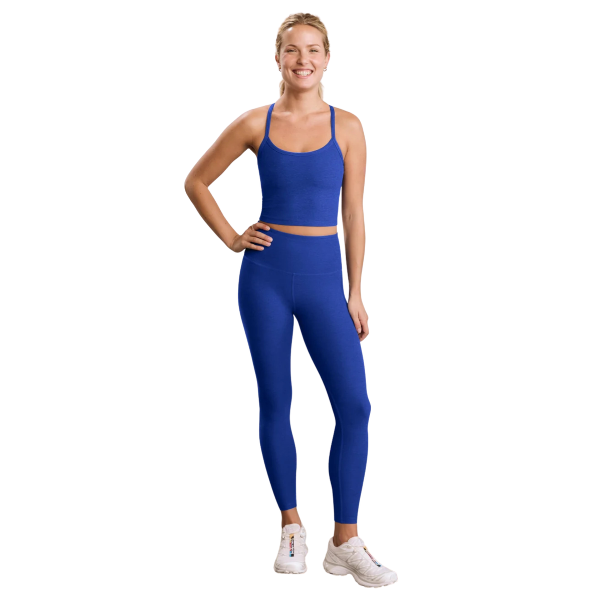 Beyond Yoga Womens Spacedye Caught in the Midi HW Legging-Ultra Blue Heather By