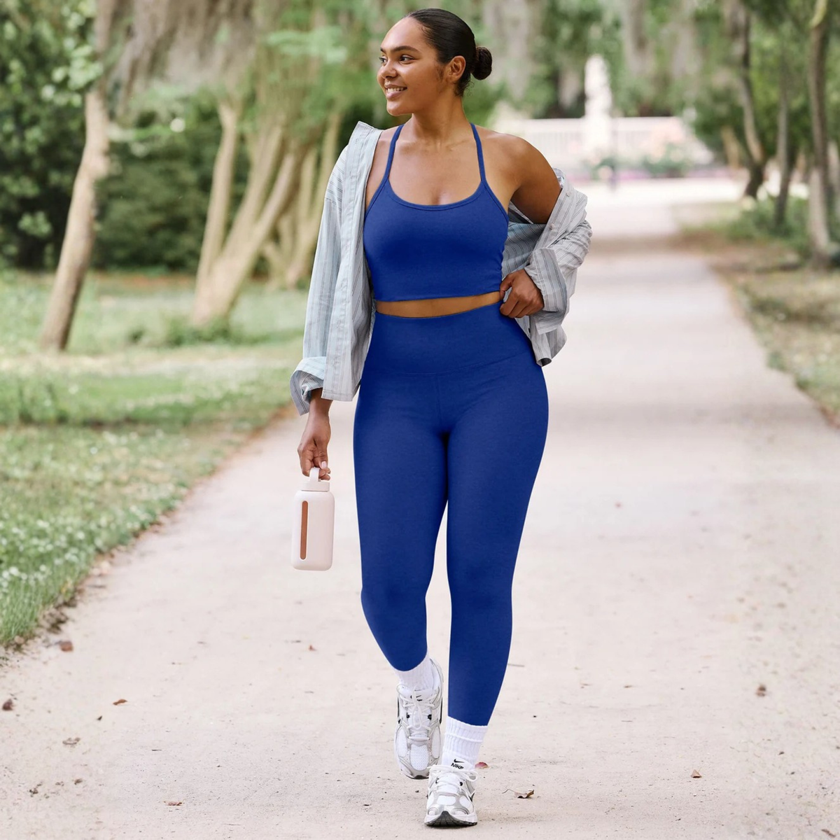 Beyond Yoga Womens Spacedye Caught in the Midi HW Legging-Ultra Blue Heather By
