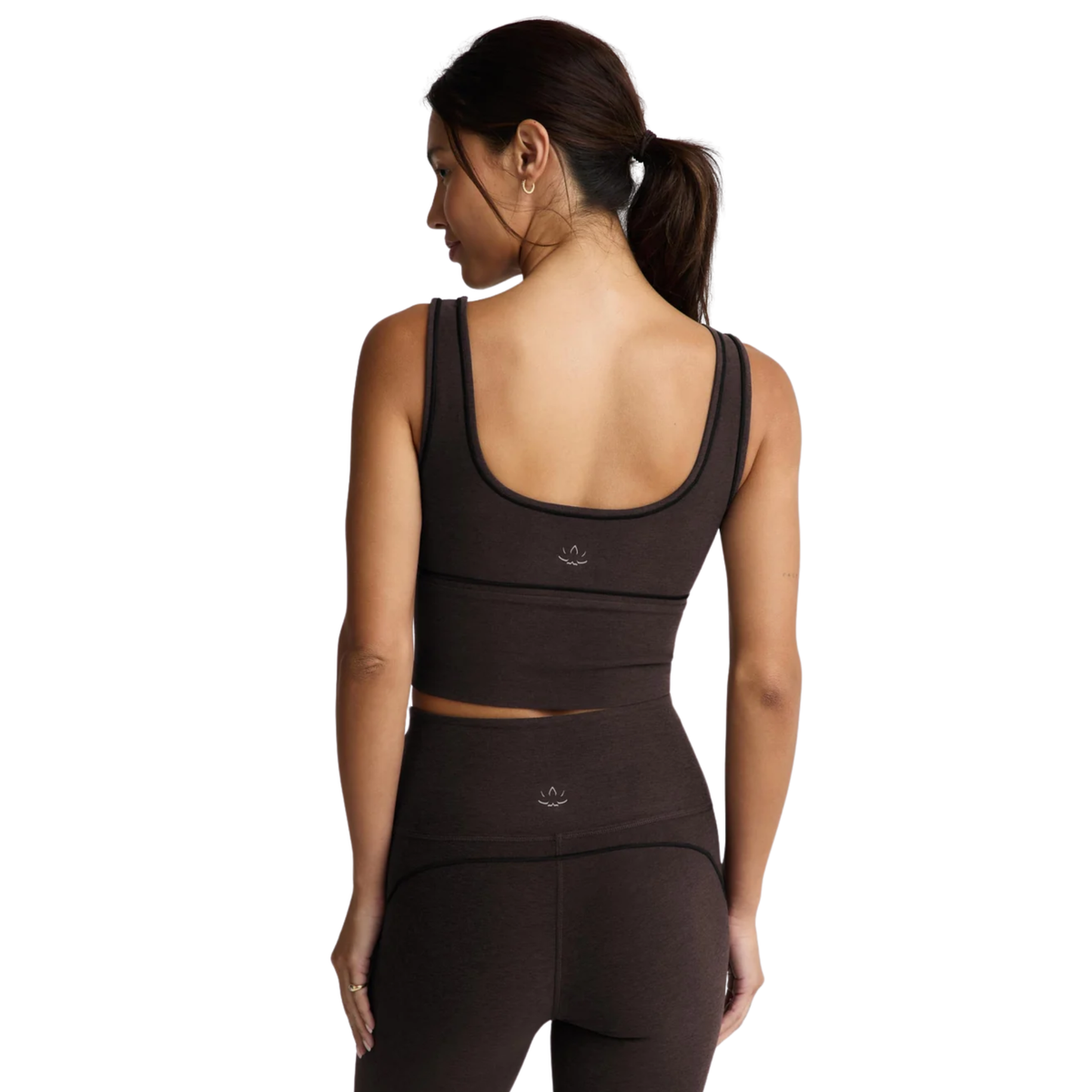 Beyond Yoga Womens Spacedye Dynamic Crop Tank-Dark Chocolate
Heather 
