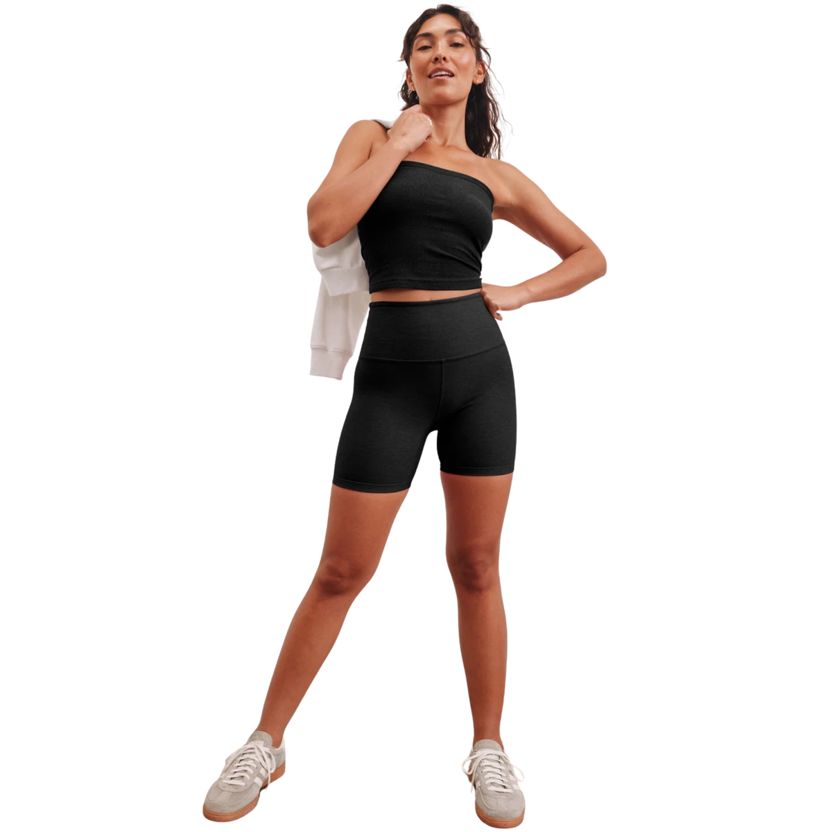 Beyond Yoga Womens Spacedye Keep Pace Biker Short-Darkest Night By