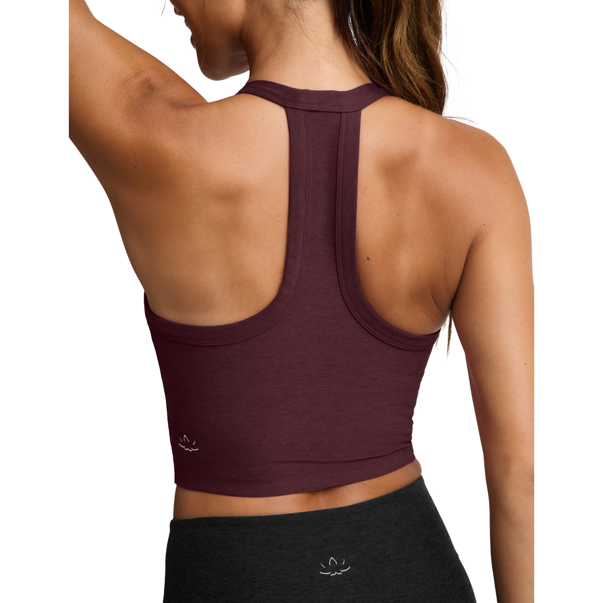 Beyond Yoga Womens Spacedye On The Up Cropped Tank-Cabernet Heather By
