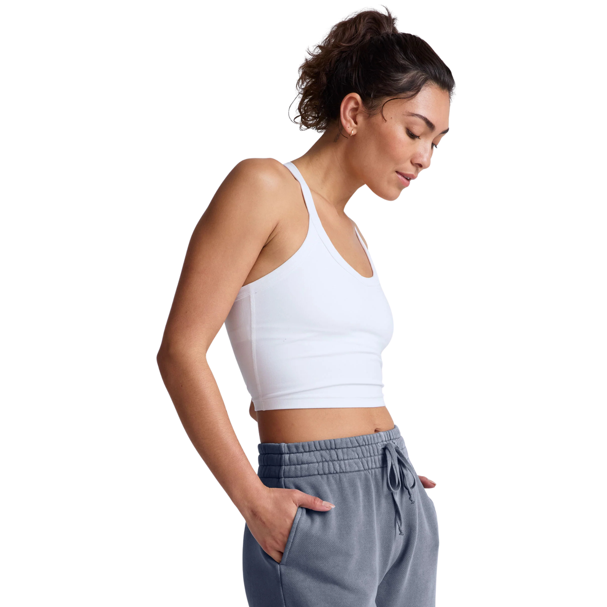 Beyond Yoga Womens Spacedye On The Up Cropped Tank-Cloud White