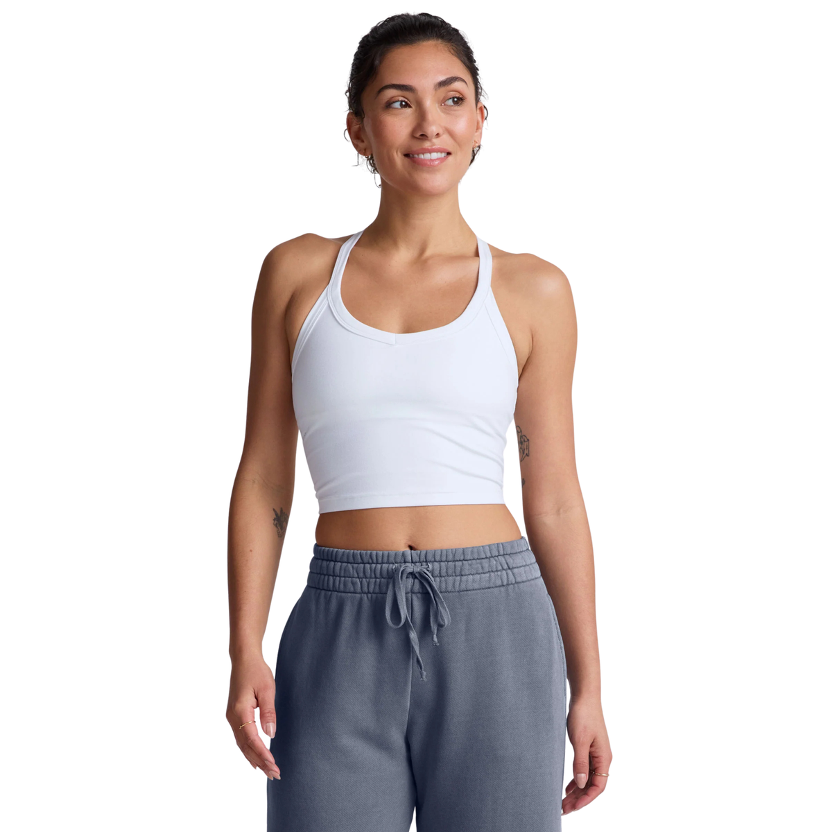 Beyond Yoga Womens Spacedye On The Up Cropped Tank-Cloud White