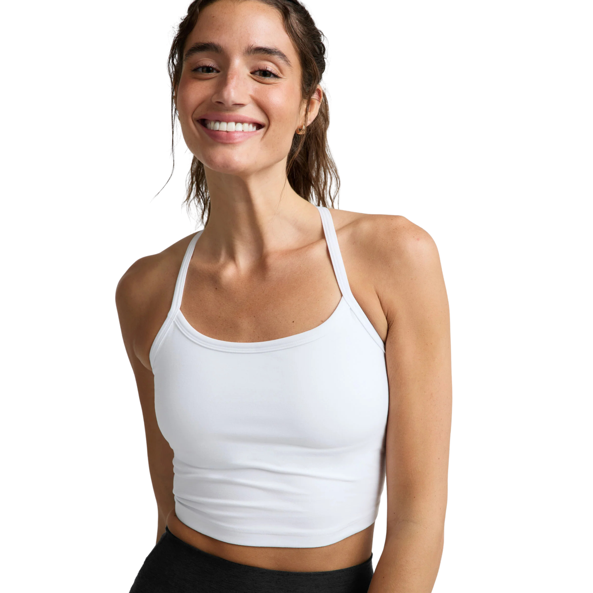 Beyond Yoga Womens Spacedye Slim Racerback Cropped Tank-Cloud White By