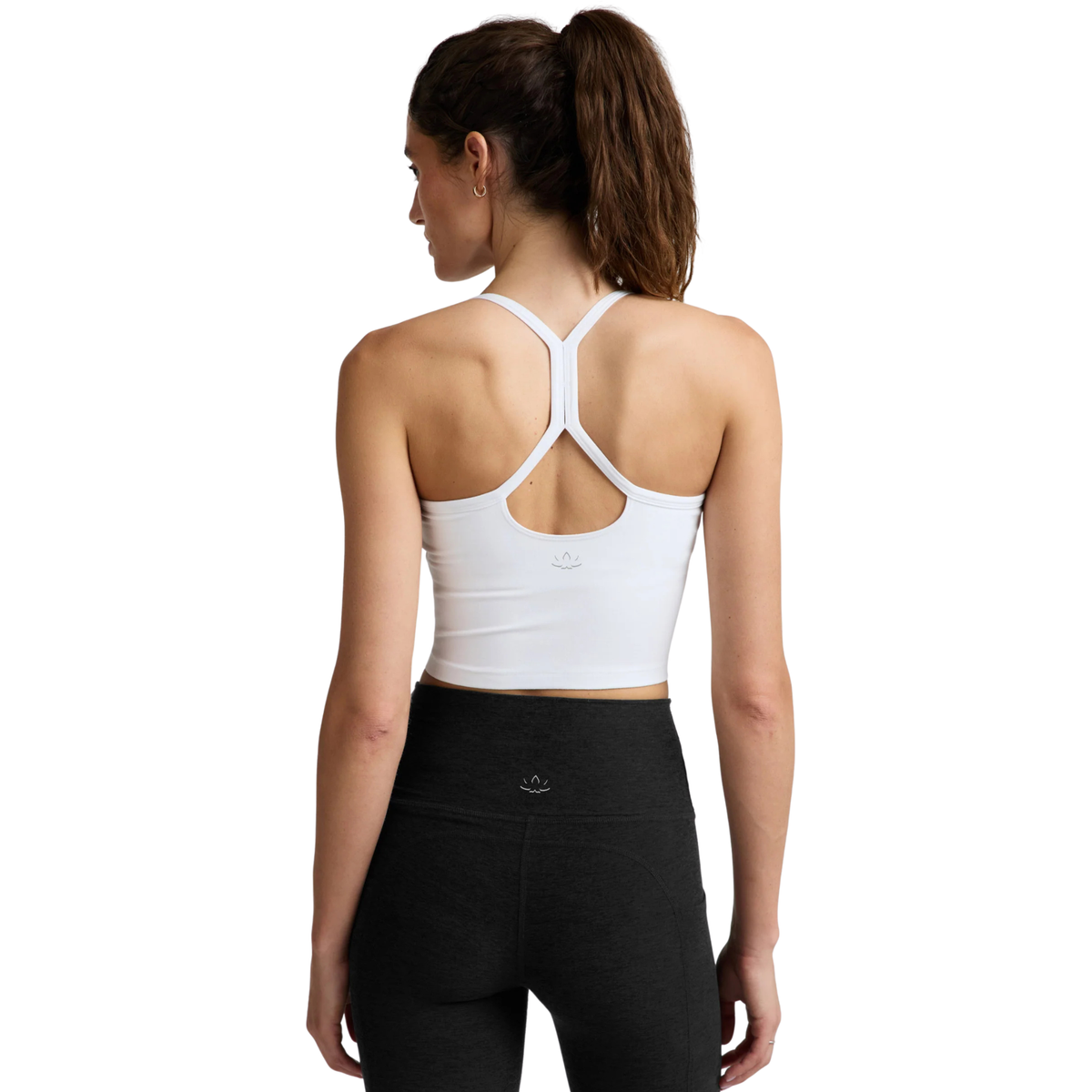 Beyond Yoga Womens Spacedye Slim Racerback Cropped Tank-Cloud White By