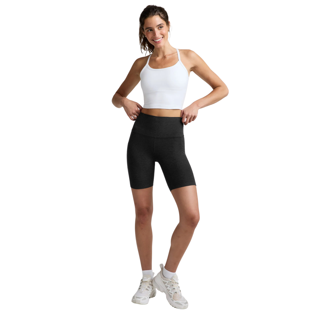 Beyond Yoga Womens Spacedye Slim Racerback Cropped Tank-Cloud White By