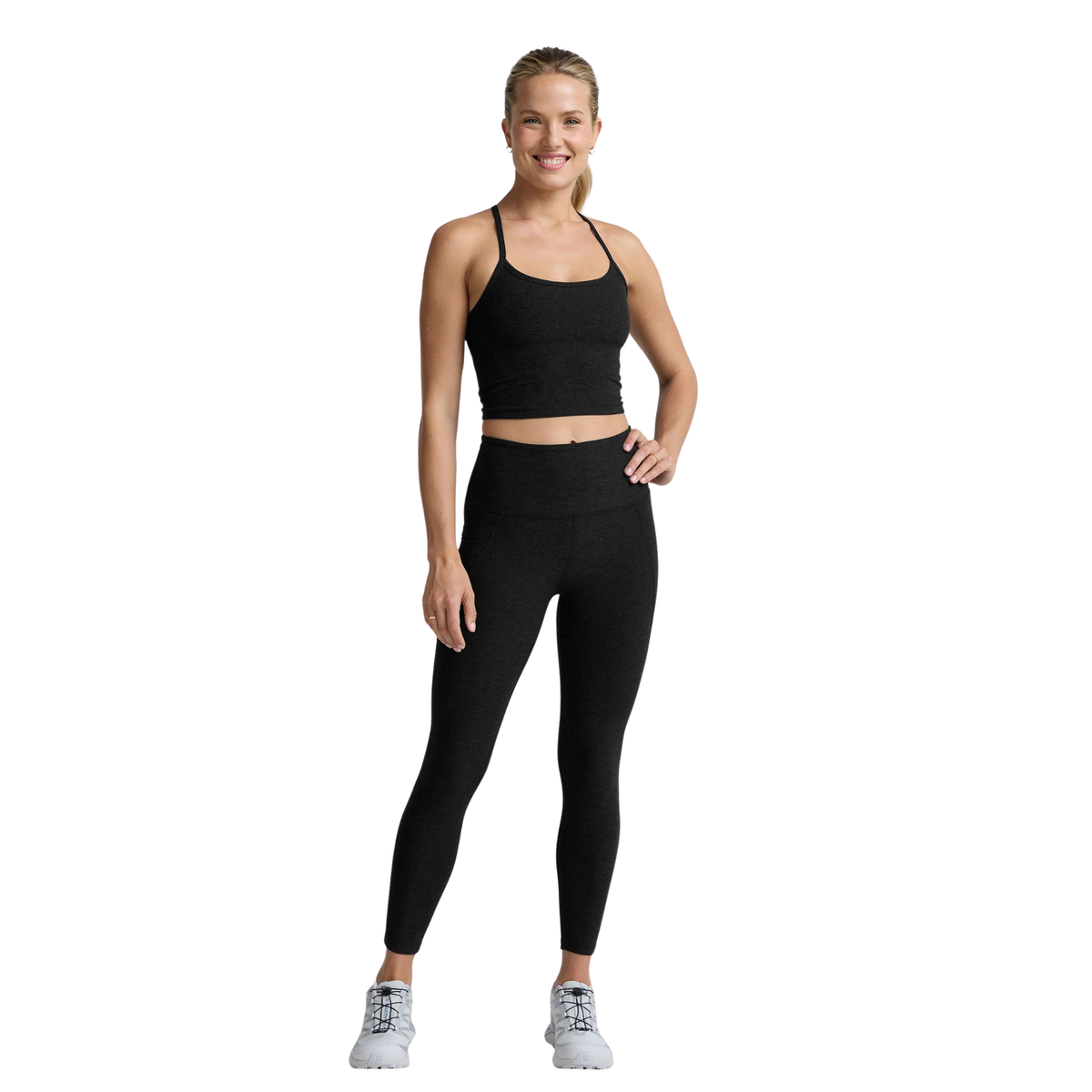 Beyond Yoga Womens Spacedye Slim Racerback Cropped Tank-Darkest Night By