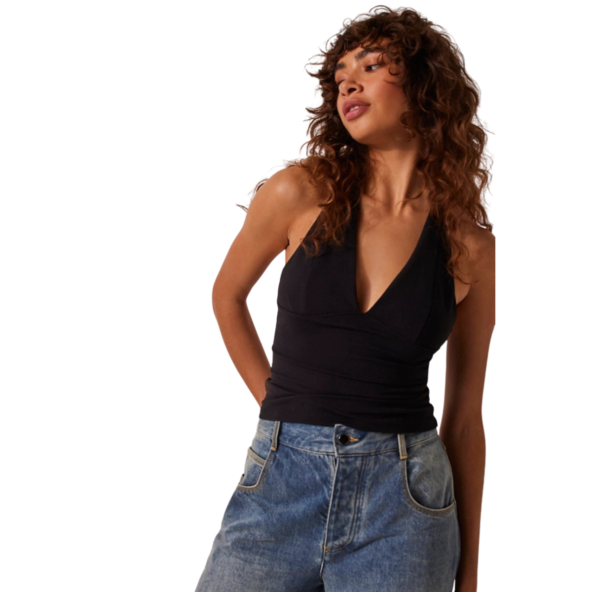 Free People Womens Still Here Halter (Have It All)-Black