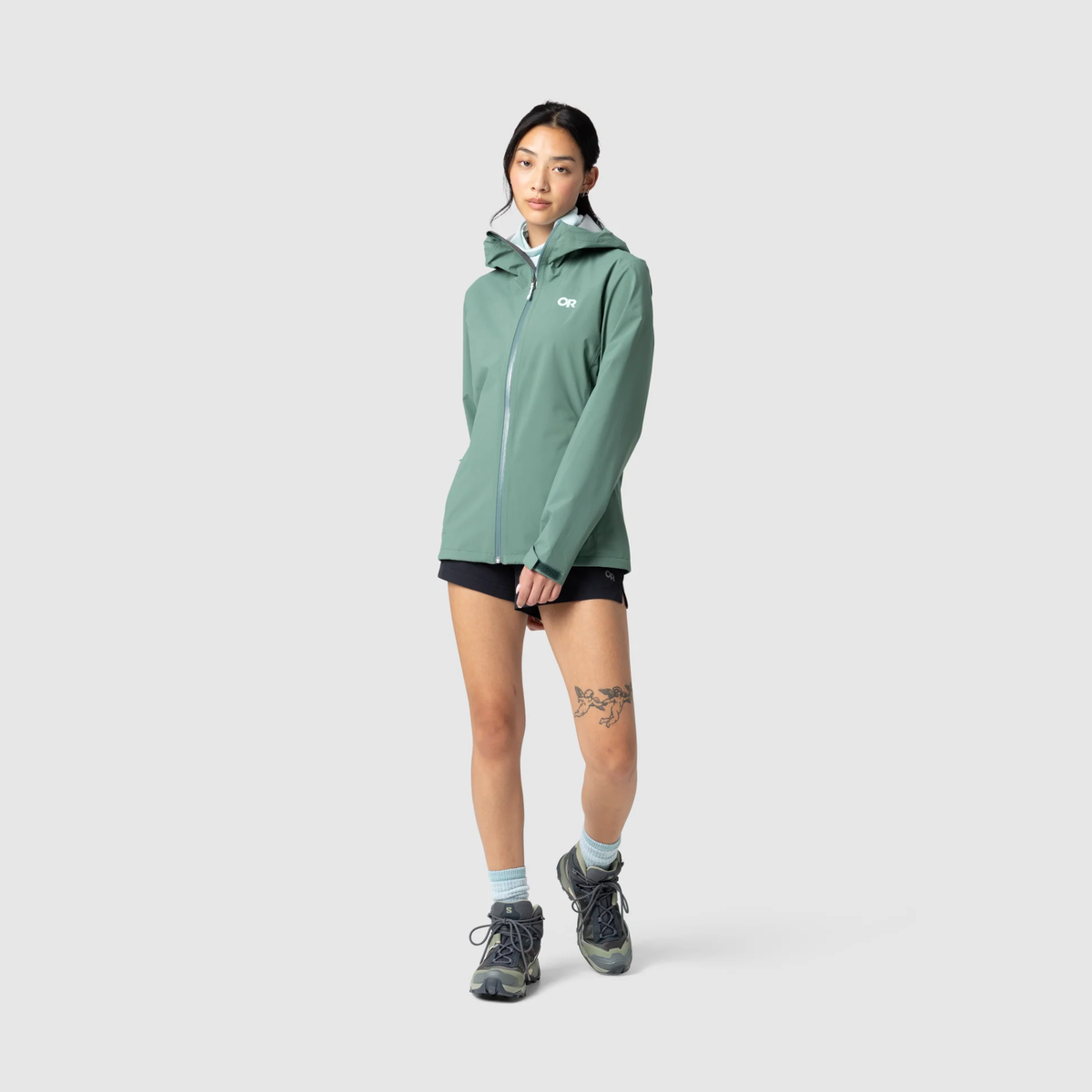 Outdoor Research Womens Stratoburst Stretch Rain Jacket-Malachite