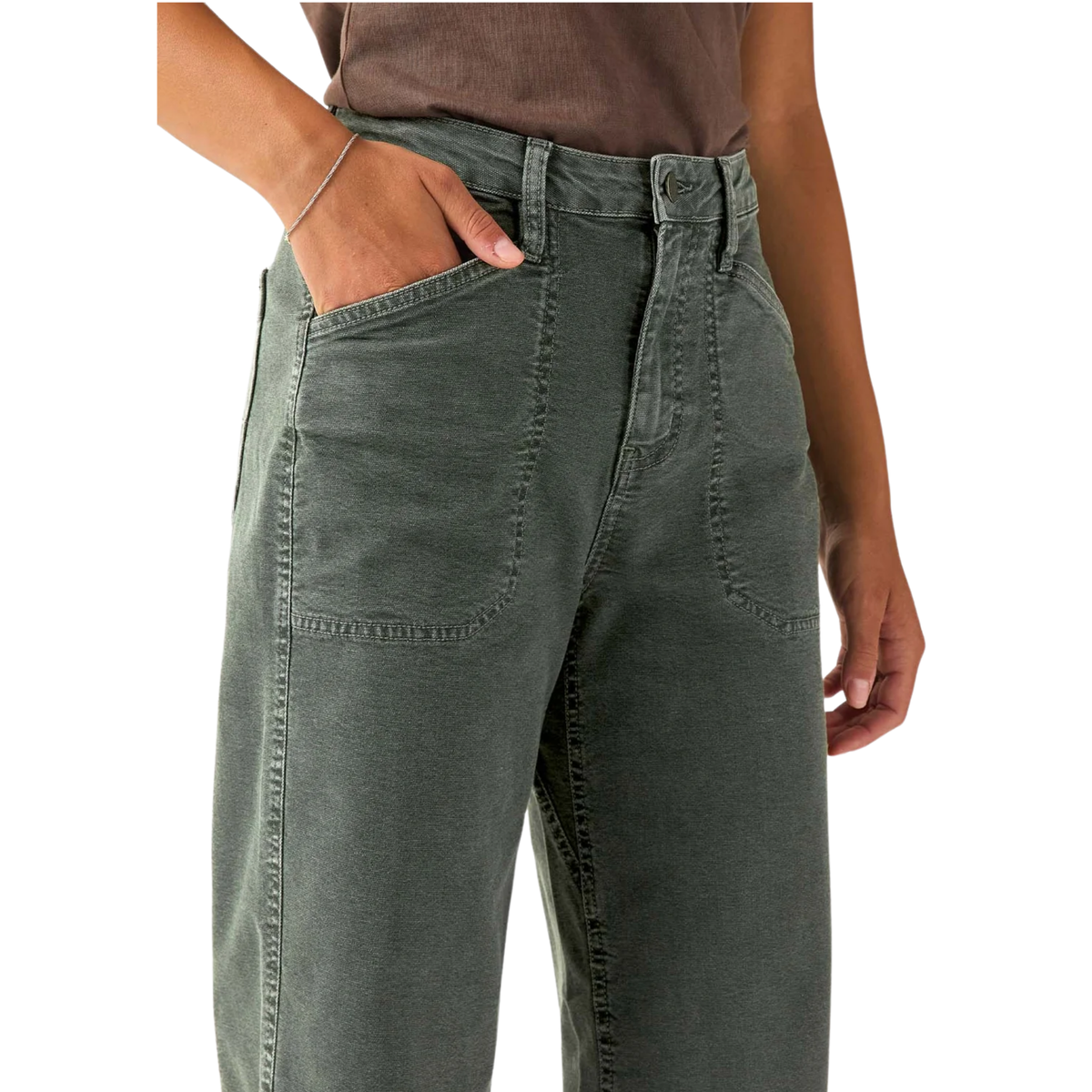 Duer Womens Stretch Canvas Utility Pant-Thyme