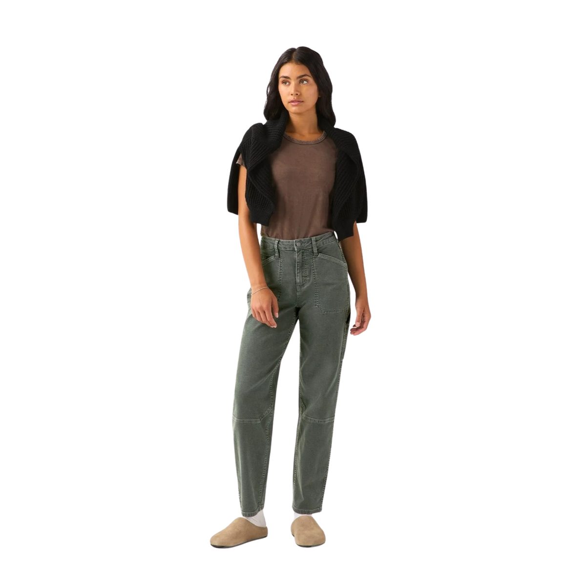 Duer Womens Stretch Canvas Utility Pant-Thyme