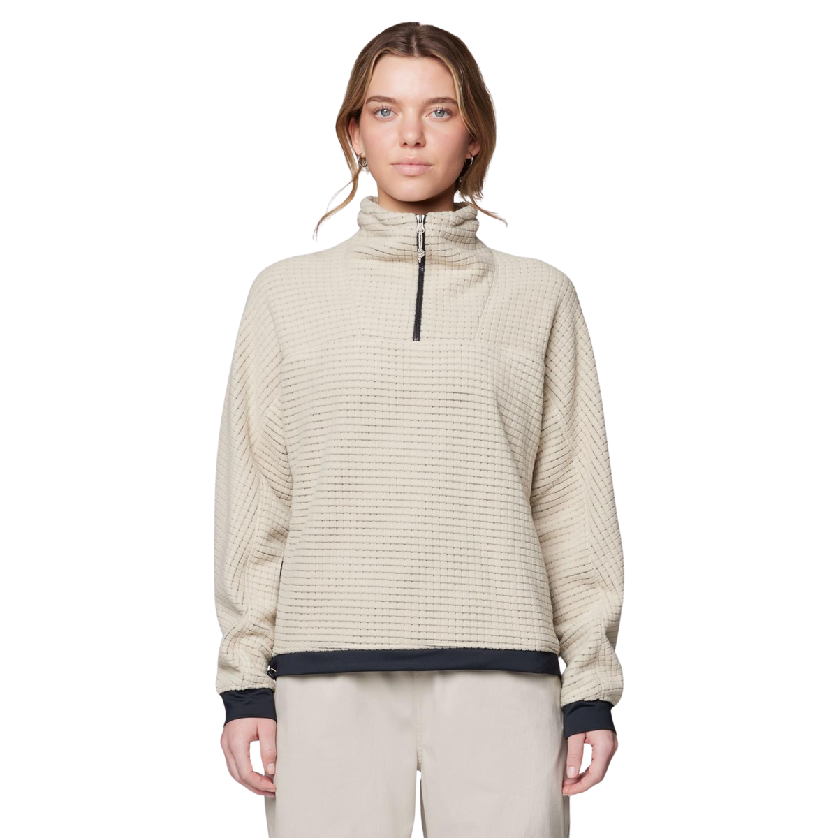 Mountain Hardwear Womens Summit Grid Big Grid Half Zip-Fossil
