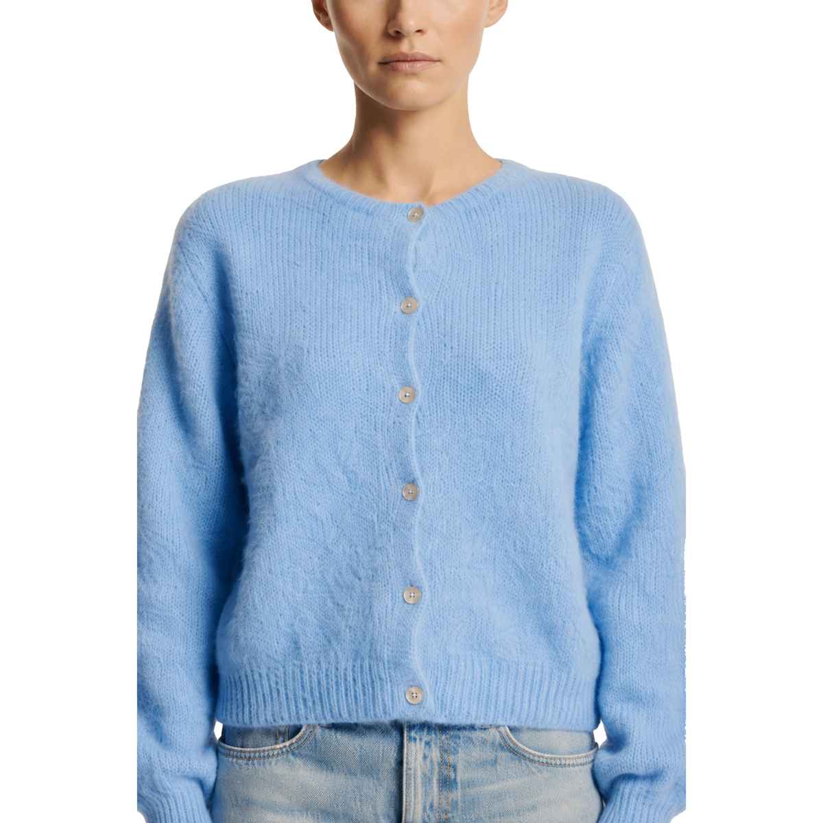 Americiandreams Womens Susan Alpaca Cardigan-Light Blue