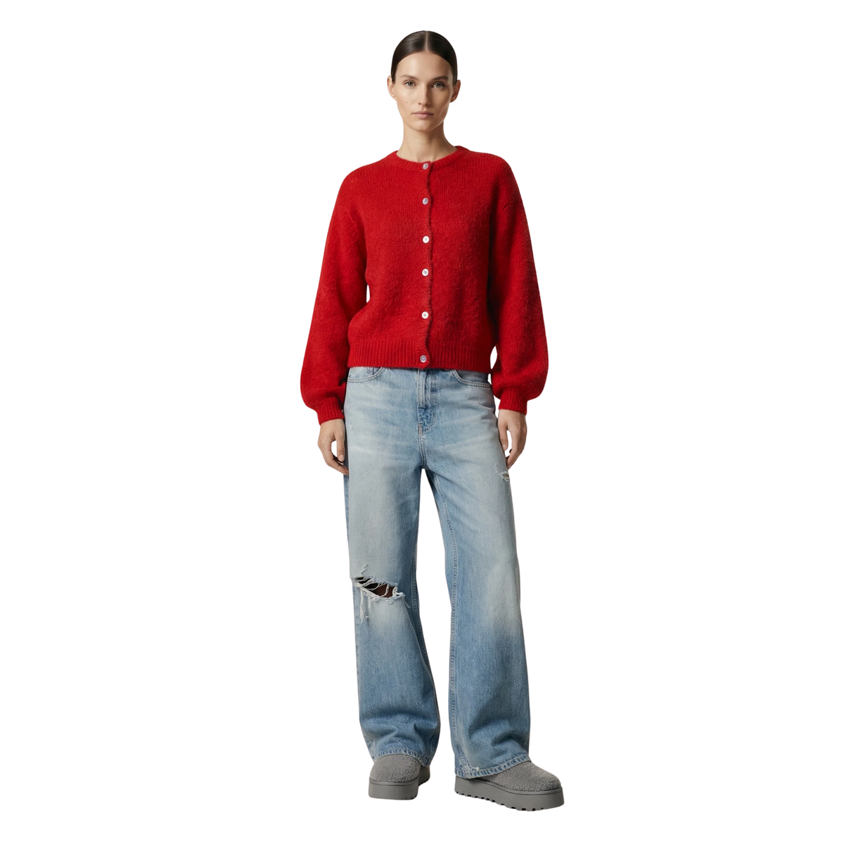 Americiandreams Womens Susan Alpaca Cardigan-Lipstick Red