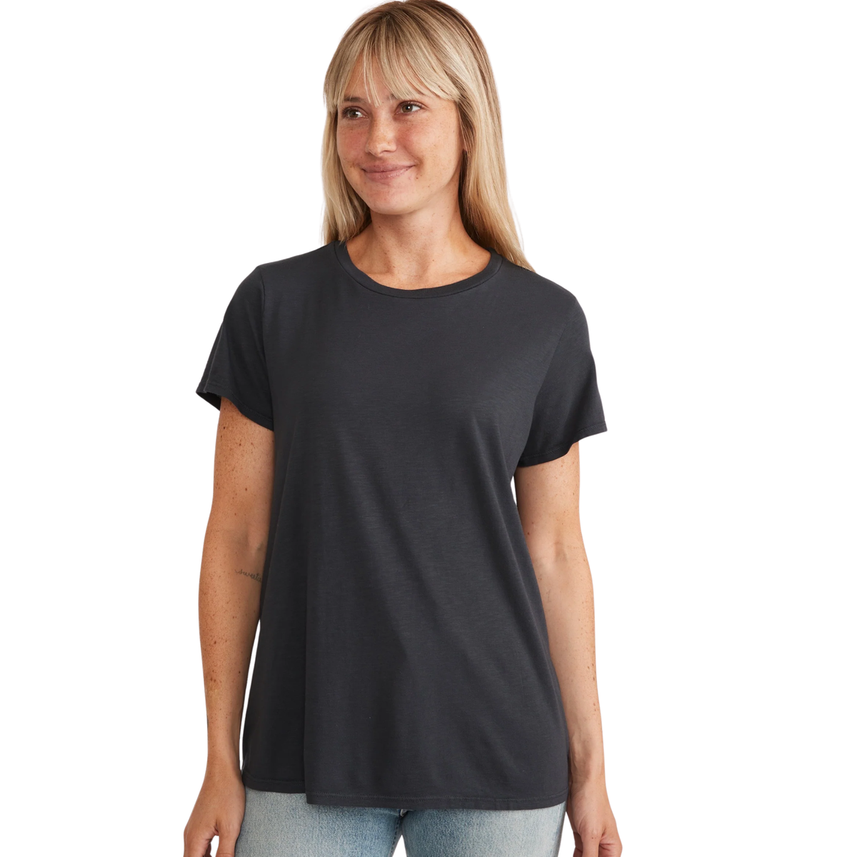 Marine Layer Womens Swing Crew Tee - Faded Black