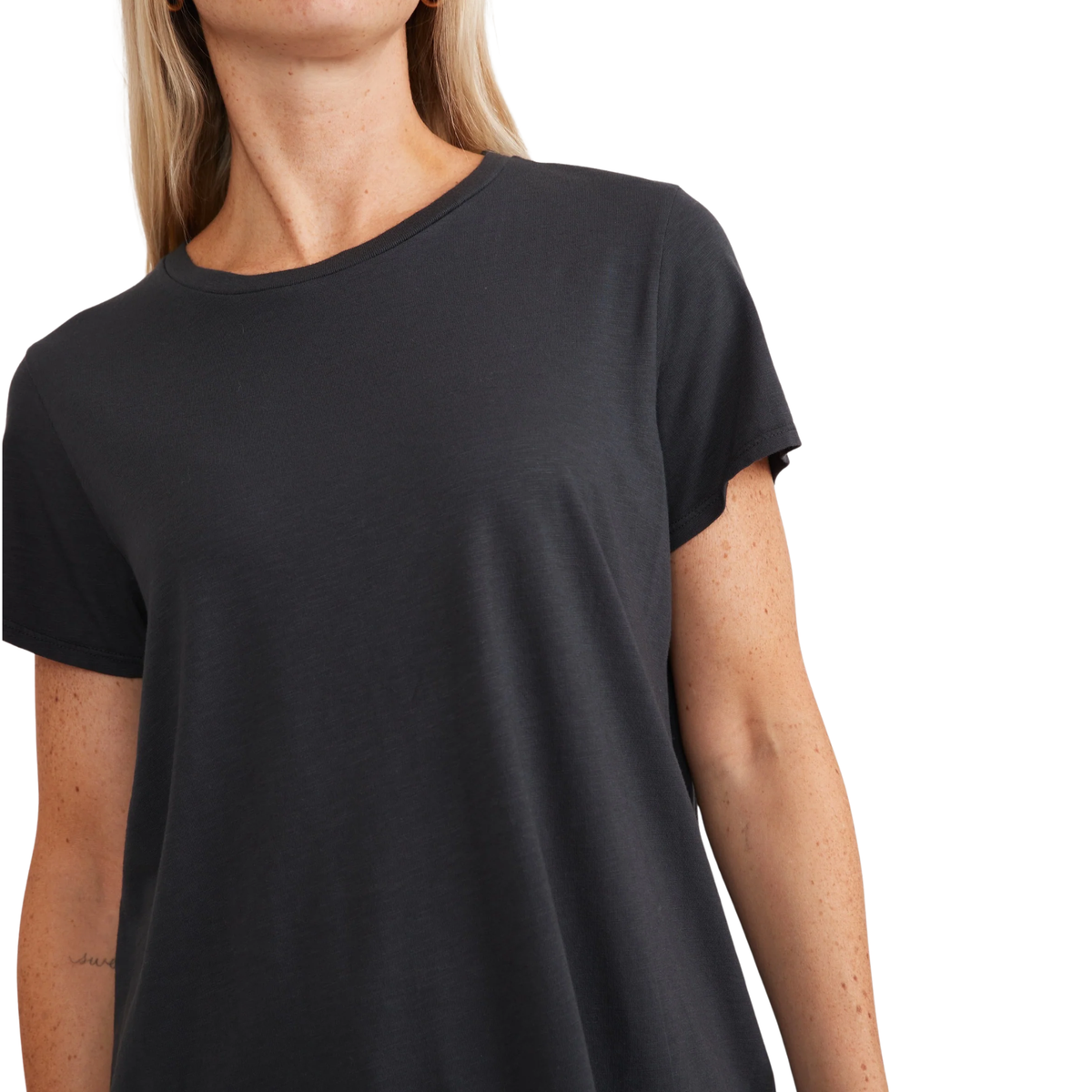 Marine Layer Womens Swing Crew Tee - Faded Black