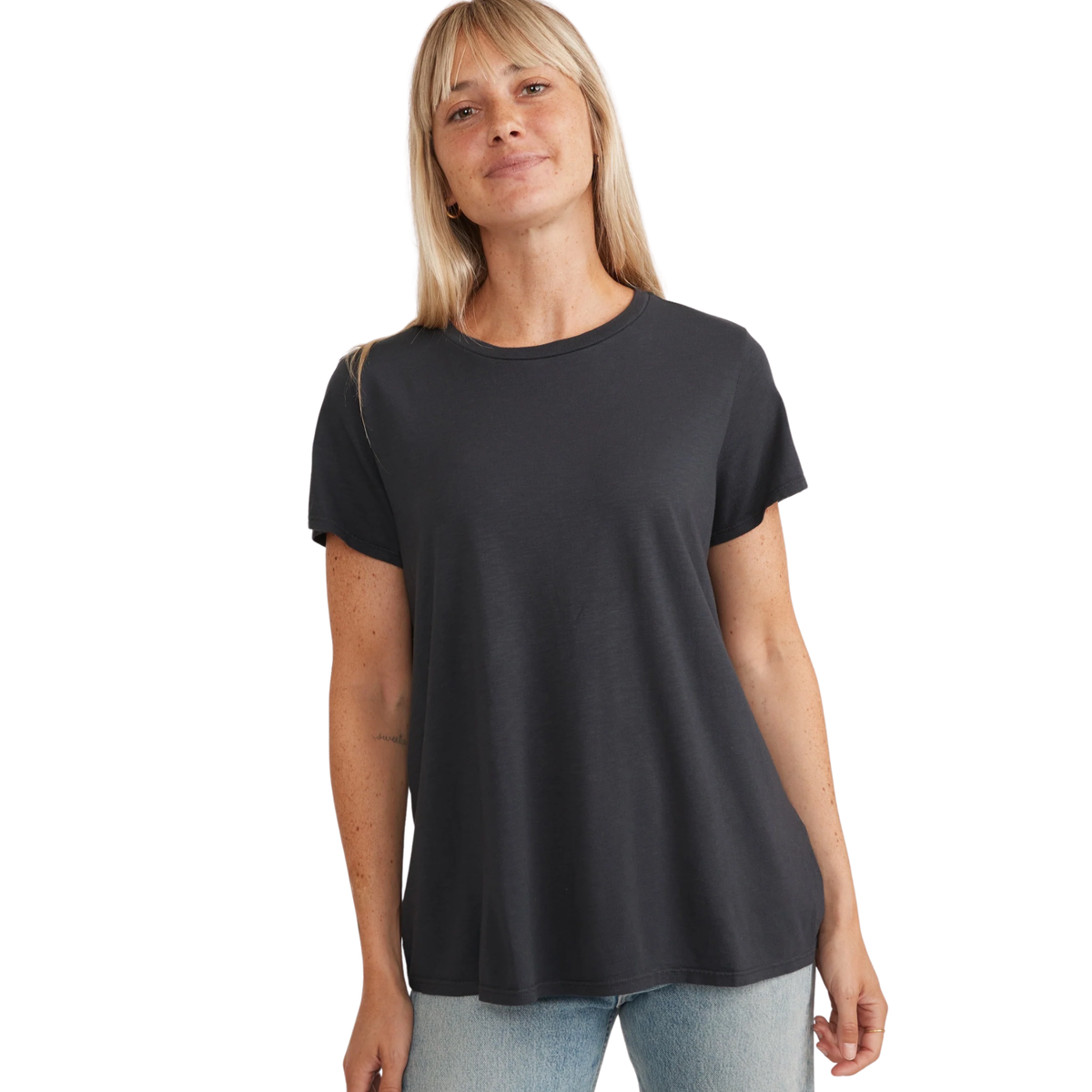 Marine Layer Womens Swing Crew Tee - Faded Black