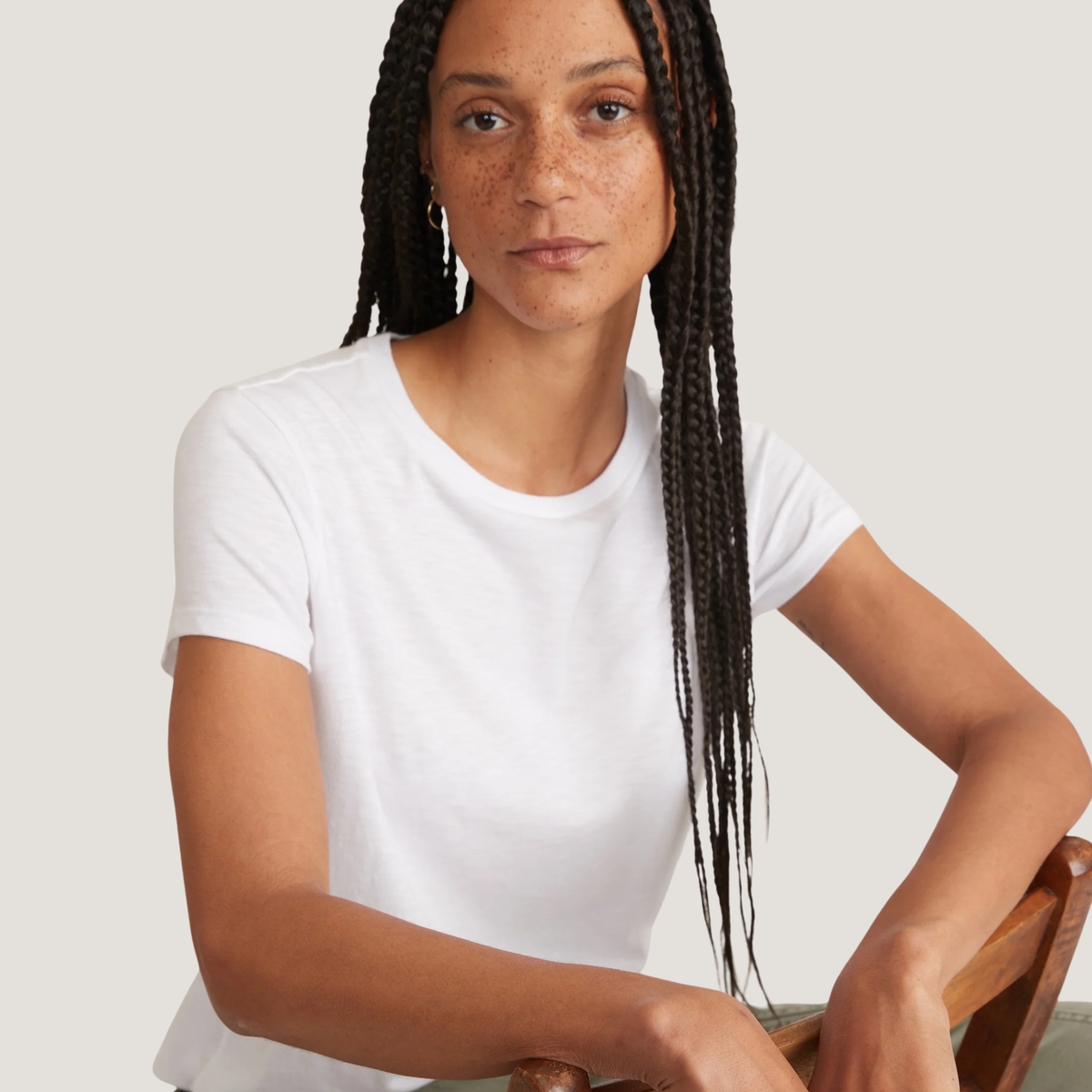 Marine Layer Womens Swing Crew Tee in White-White