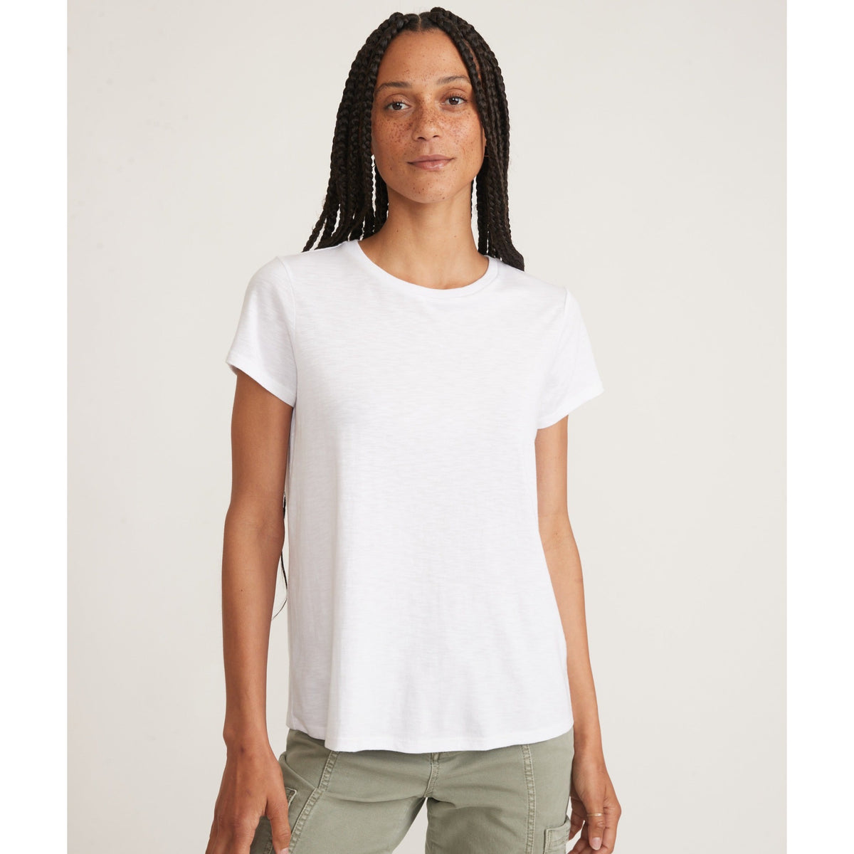 Marine Layer Womens Swing Crew Tee in White - White