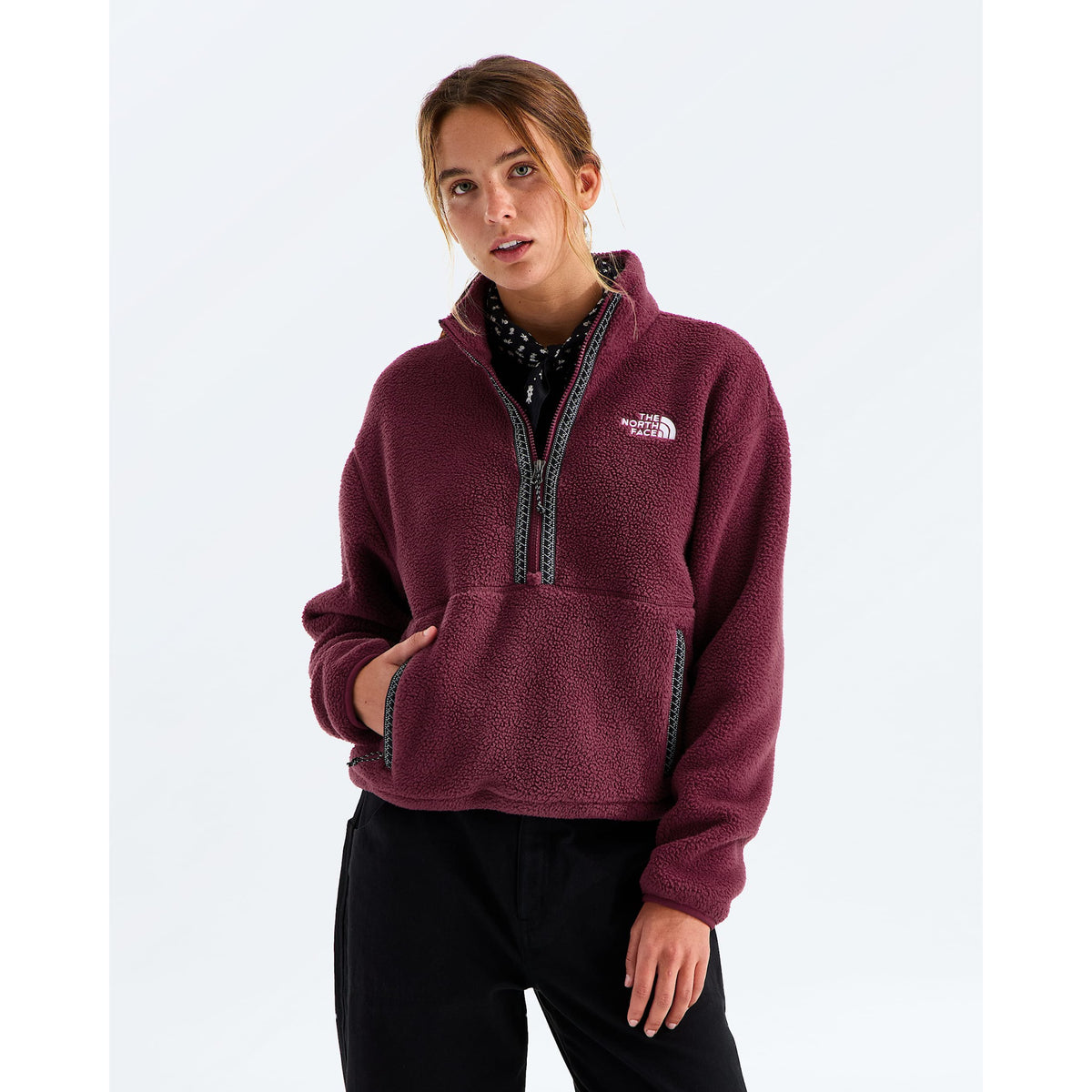 The North Face Womens TNF Fleeski 1/4 Zip Pullover - Burgundy Crush