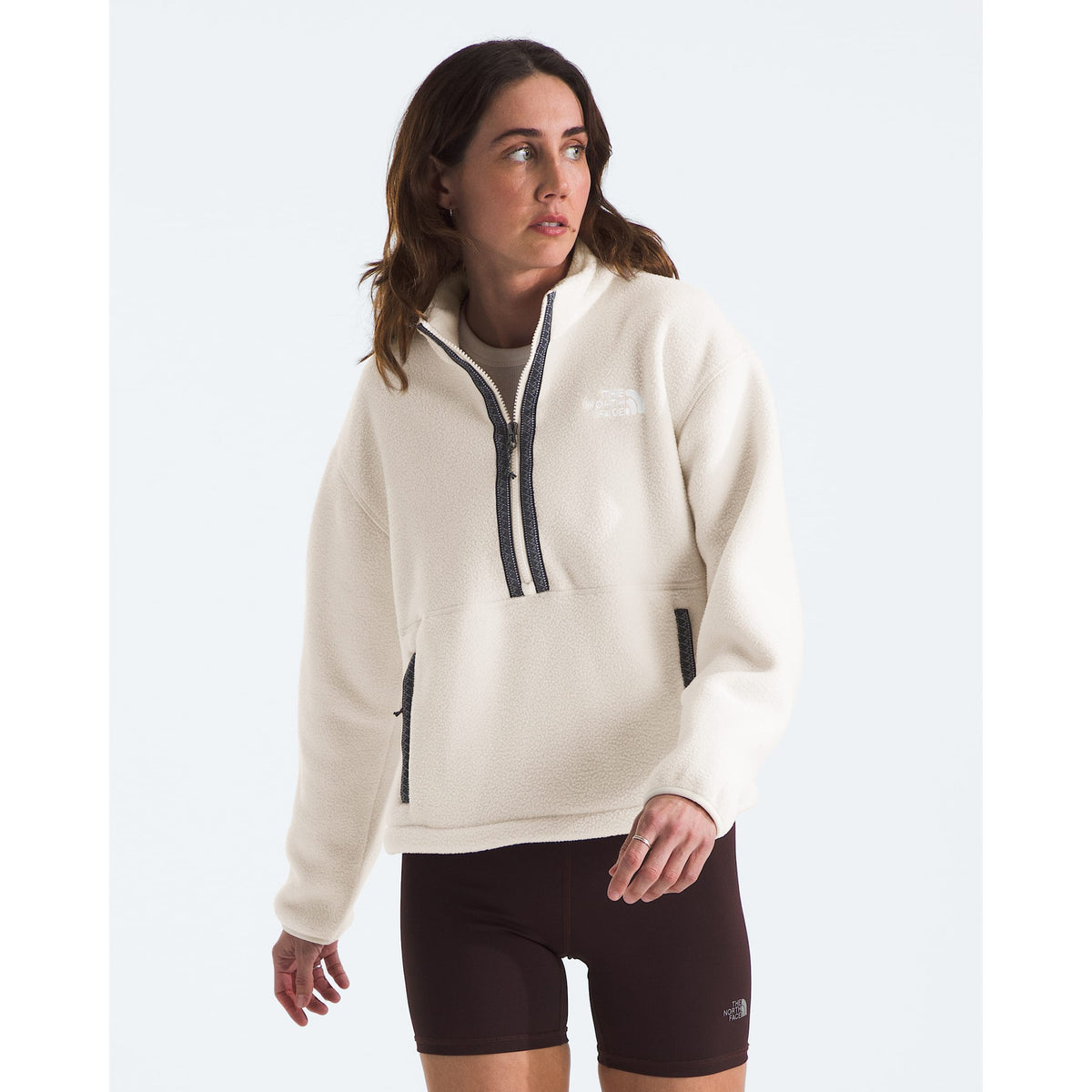 The North Face Womens TNF Fleeski 1/4 Zip Pullover - QLI_White Dune