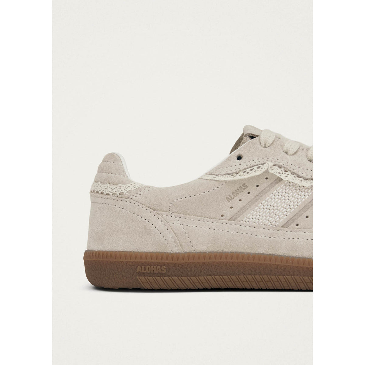 Alohas Womens Tb.490 Crochet Cream Leather Sneakers