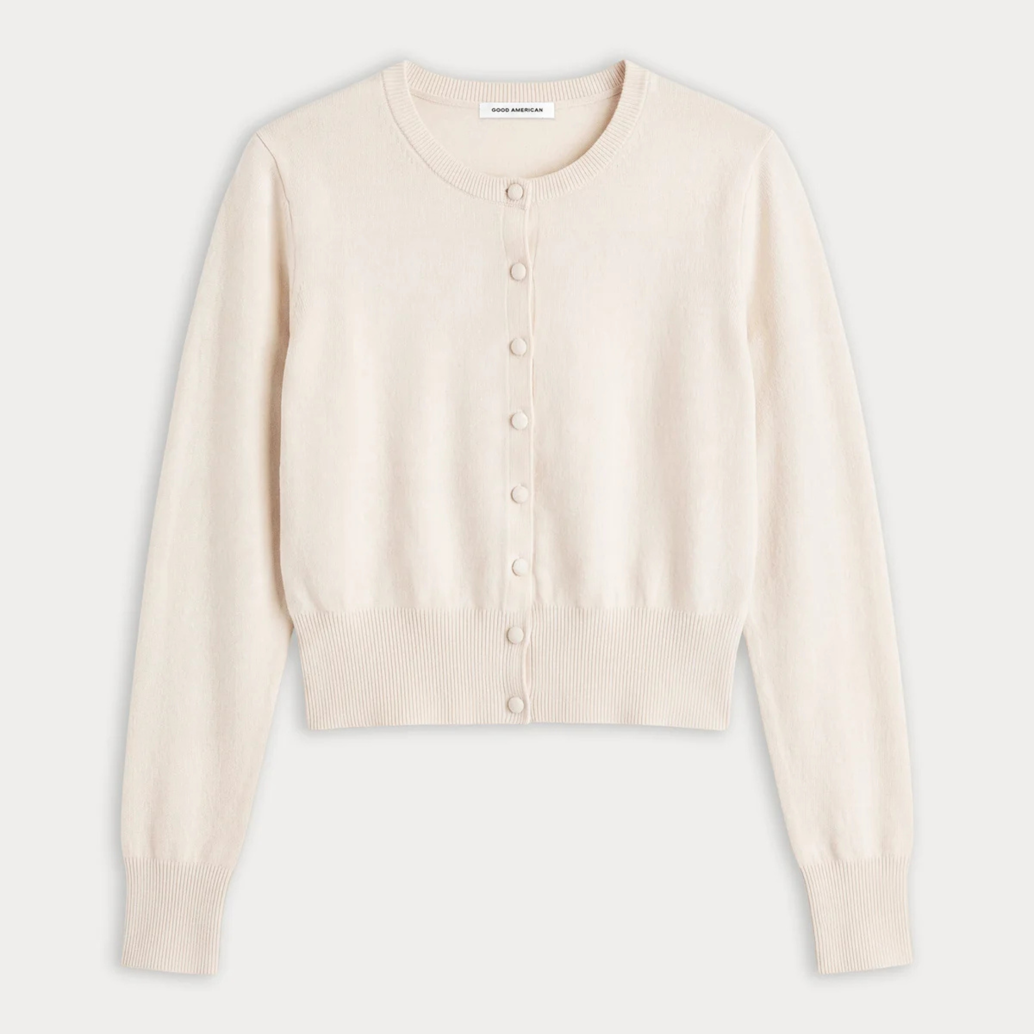 Good American Womens The Fine Knit Cardigan-Pearl