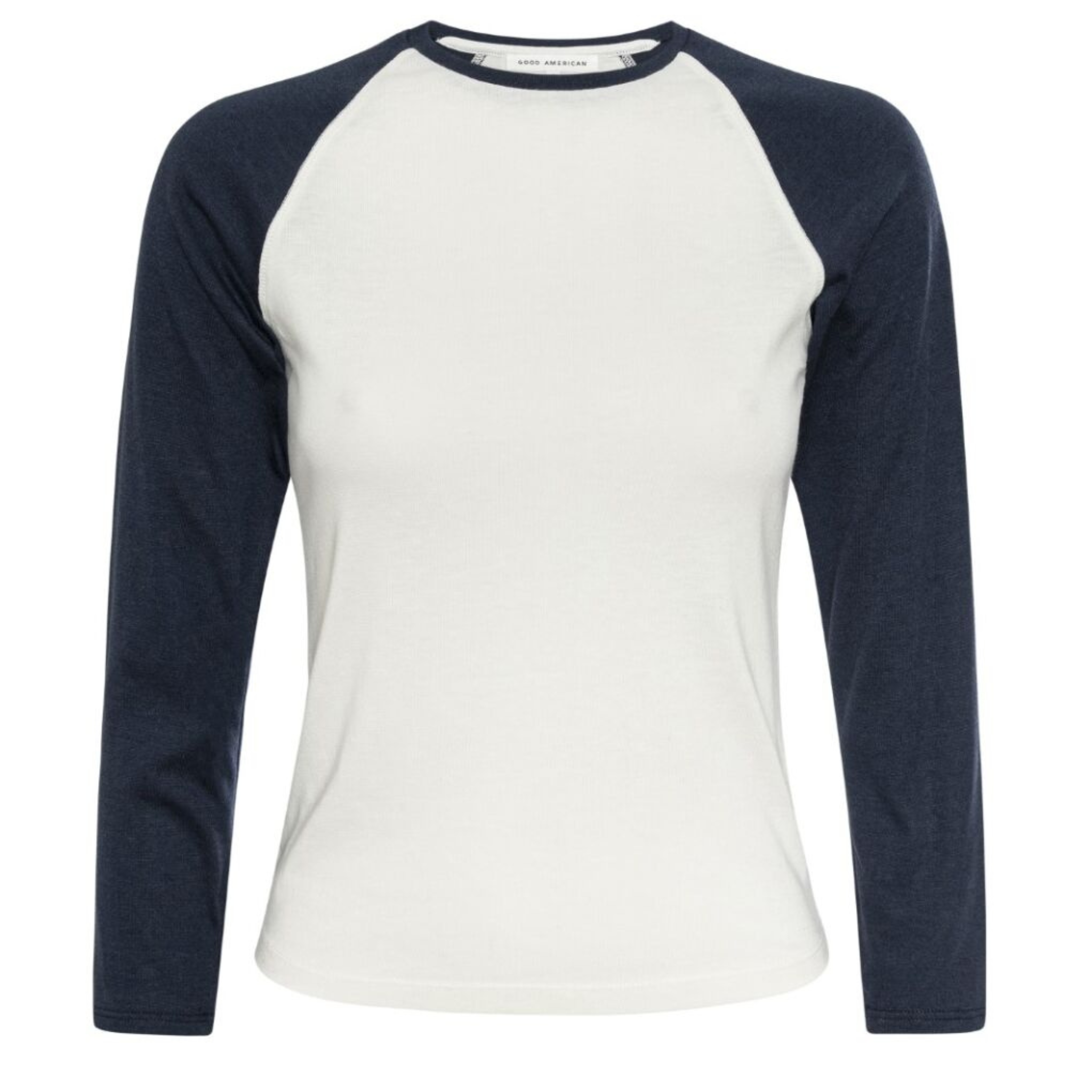 Good American Womens The Long Sleeve Raglan Tee-Chalk