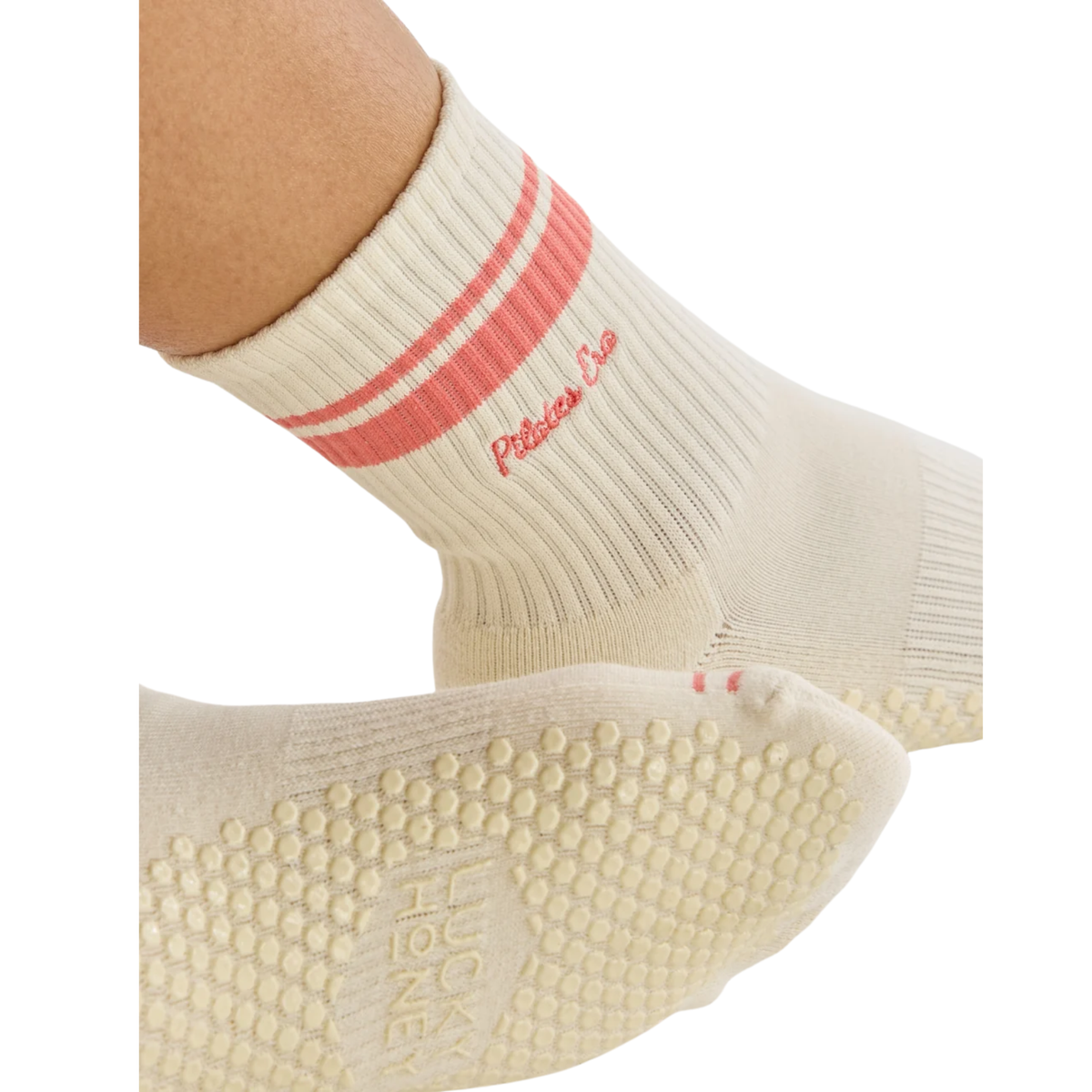 Lucky Honey Womens The Pilates Era Grip Sock in Blush-Blush