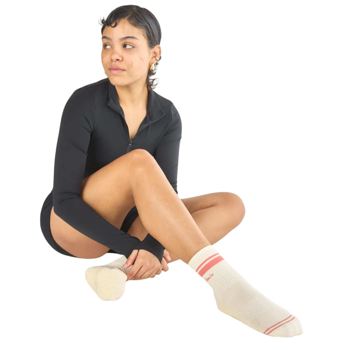 Lucky Honey Womens The Pilates Era Grip Sock in Blush-Blush