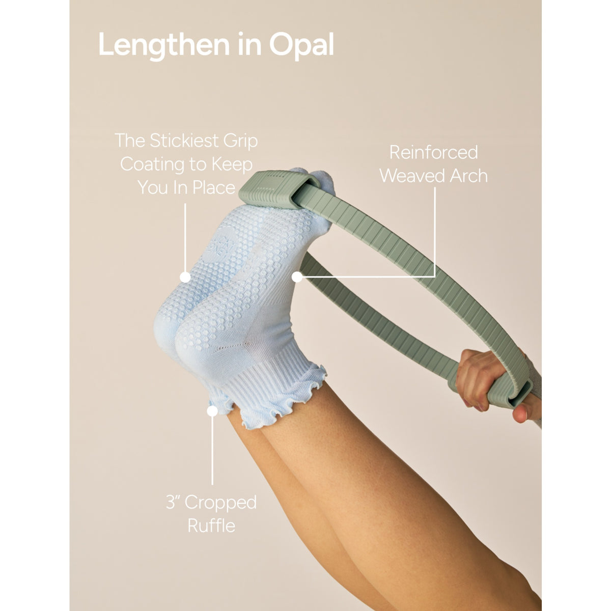 Lucky Honey Womens The Ruffle Grip Sock in Baby Blue