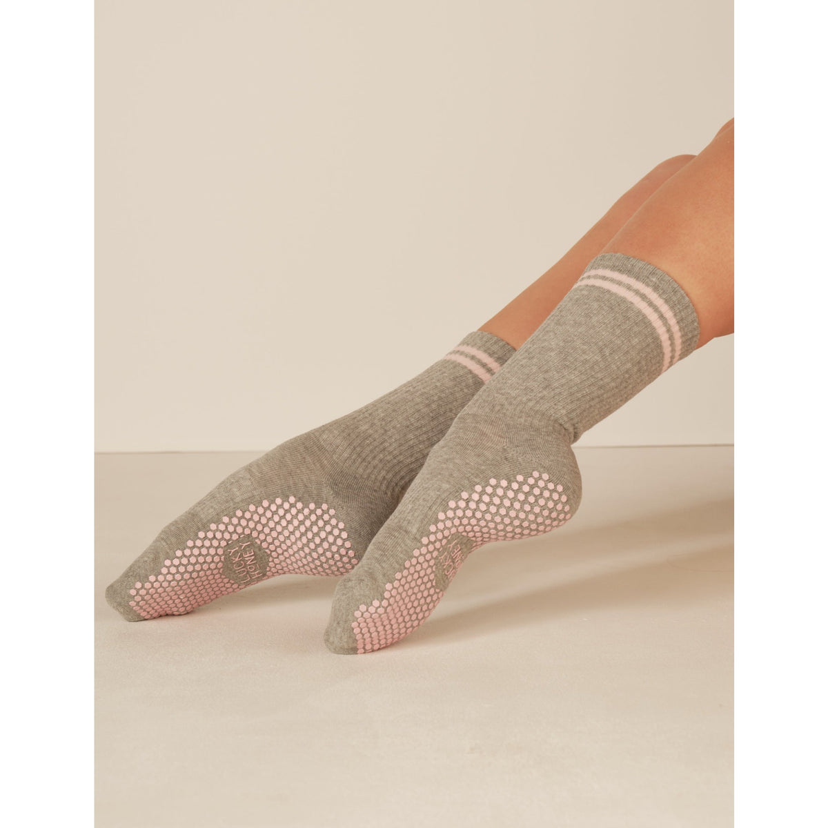 Lucky Honey Womens The Tall Tube Grip Sock in Ballet Blush