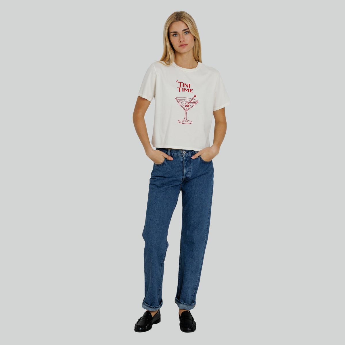Sunny Somewhere Womens Tini Time Everyday Tee - Off White