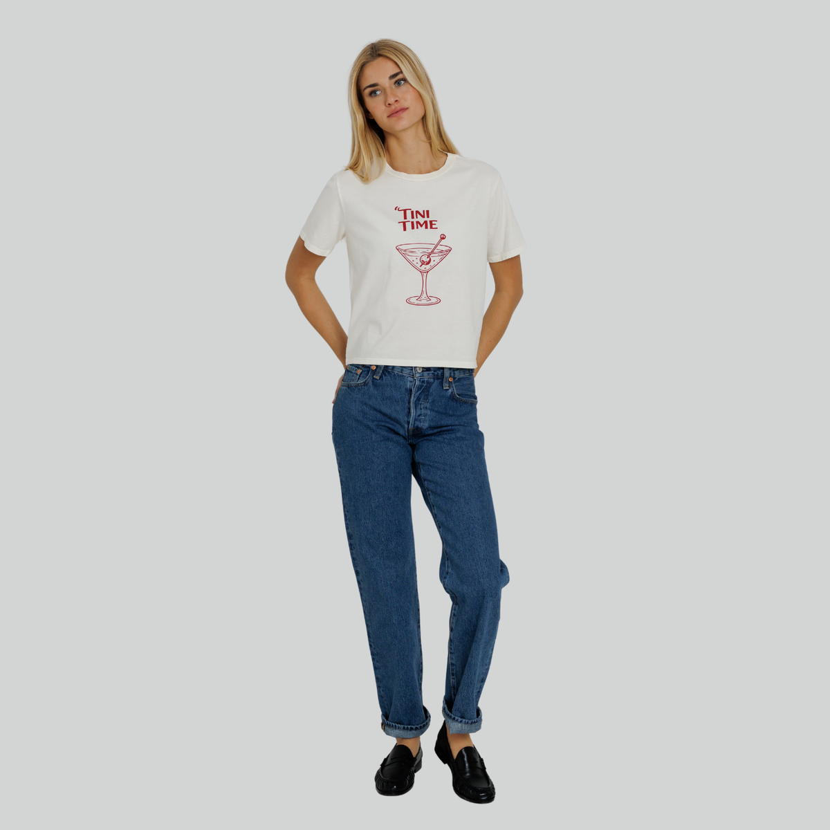 Sunny Somewhere Womens Tini Time Everyday Tee - Off White