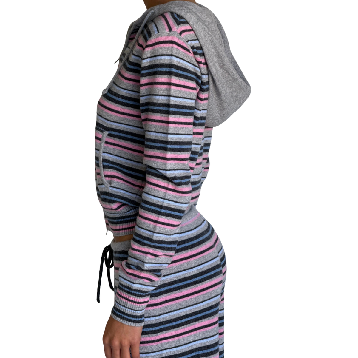 Frankies Bikinis Womens Topanga Cashmere Zip Up Hoodie-Rain Puddle