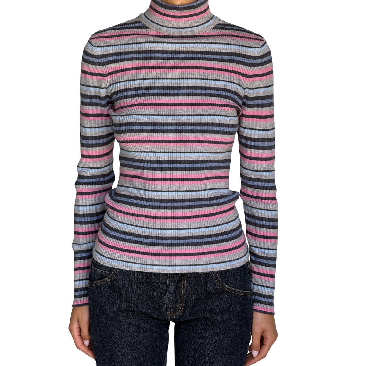 Frankies Bikinis Womens Tucker Cloud Knit Turtleneck Sweater-Rain Puddle