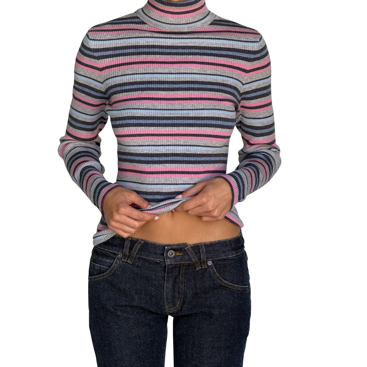 Frankies Bikinis Womens Tucker Cloud Knit Turtleneck Sweater-Rain Puddle