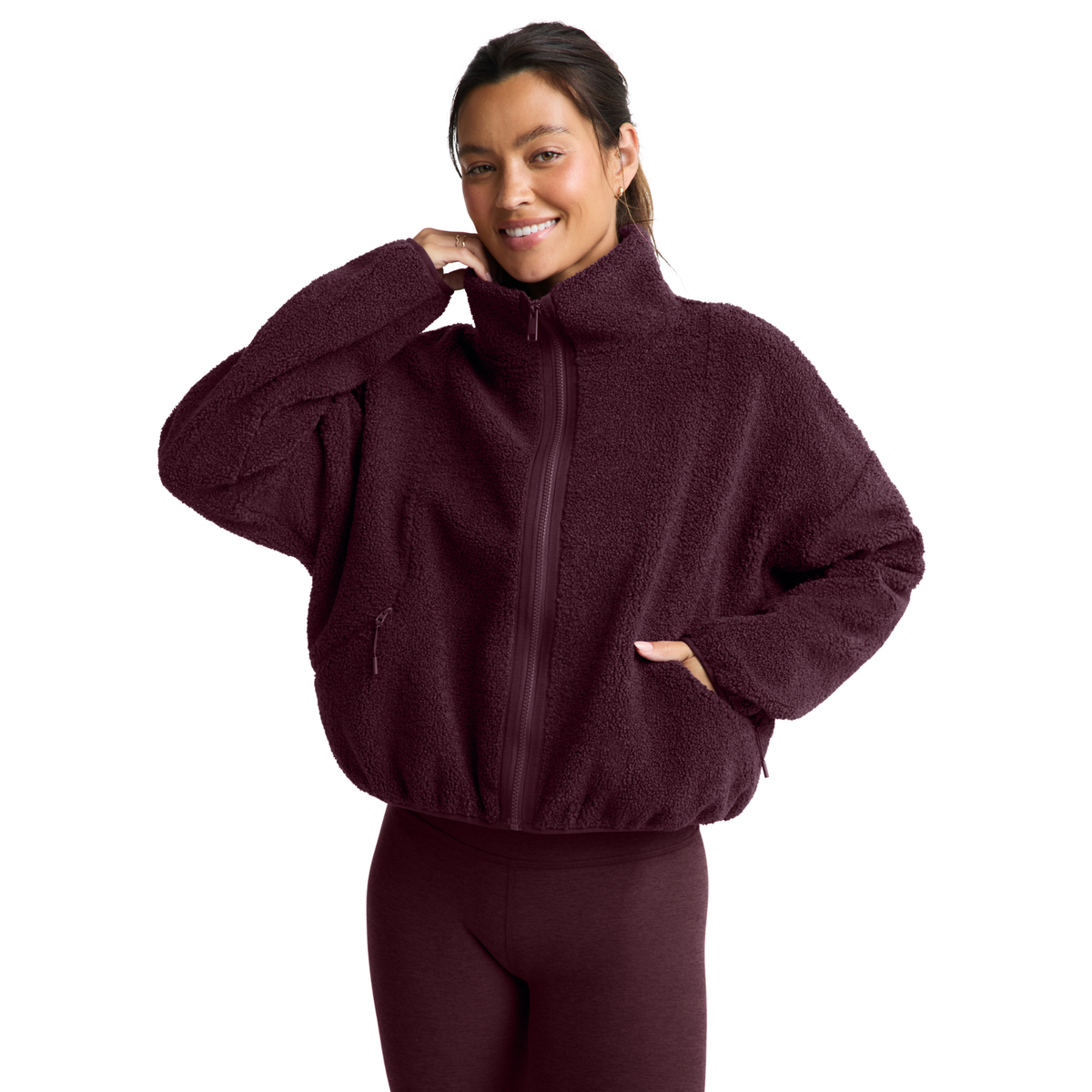 Beyond Yoga Womens Unity Zip Jacket-cabernet