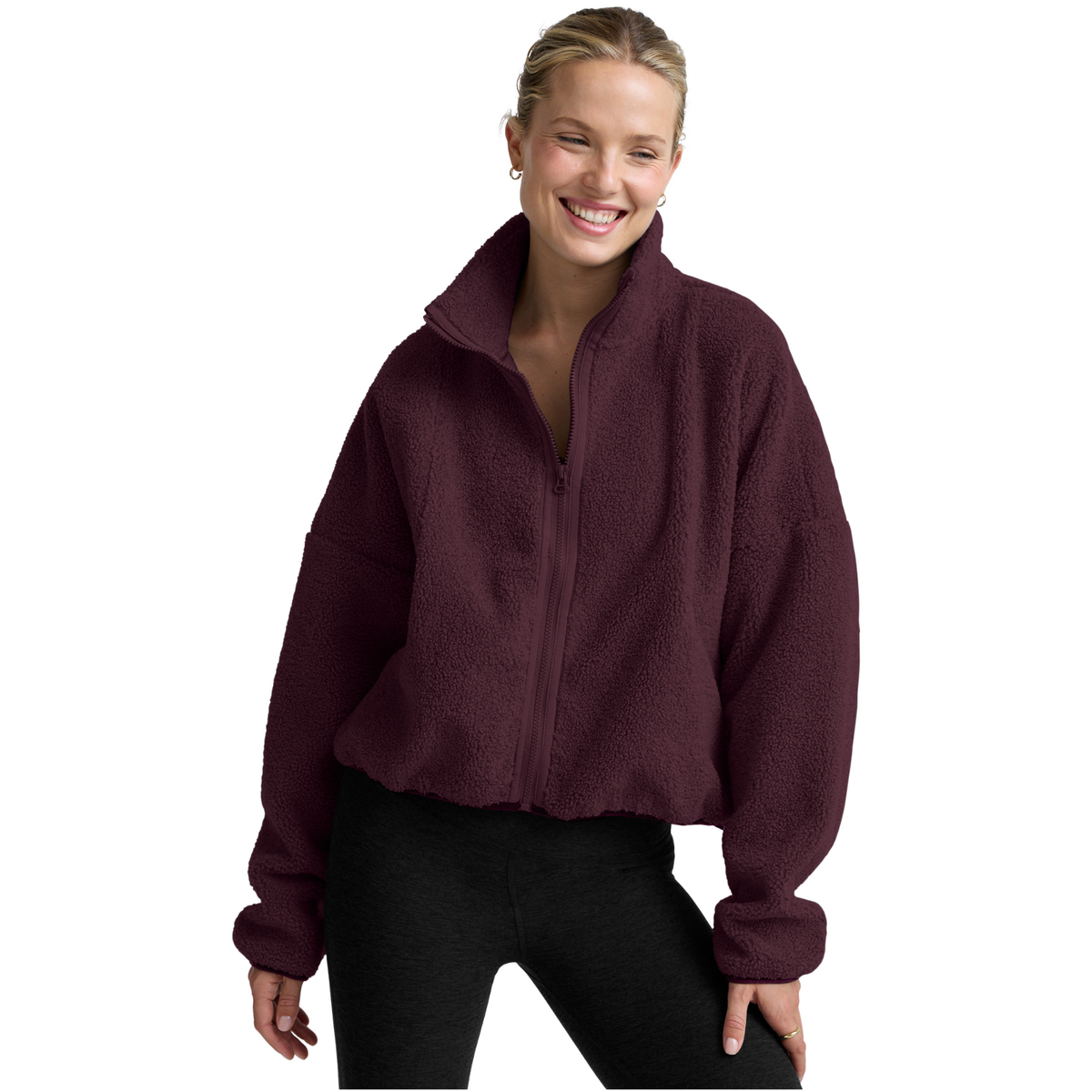 Beyond Yoga Womens Unity Zip Jacket-cabernet