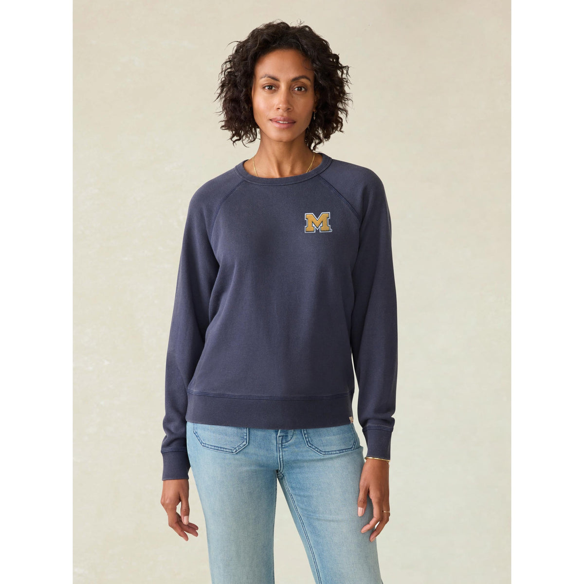 Faherty Womens University of Michigan Coastal Cloud Crew - Navy