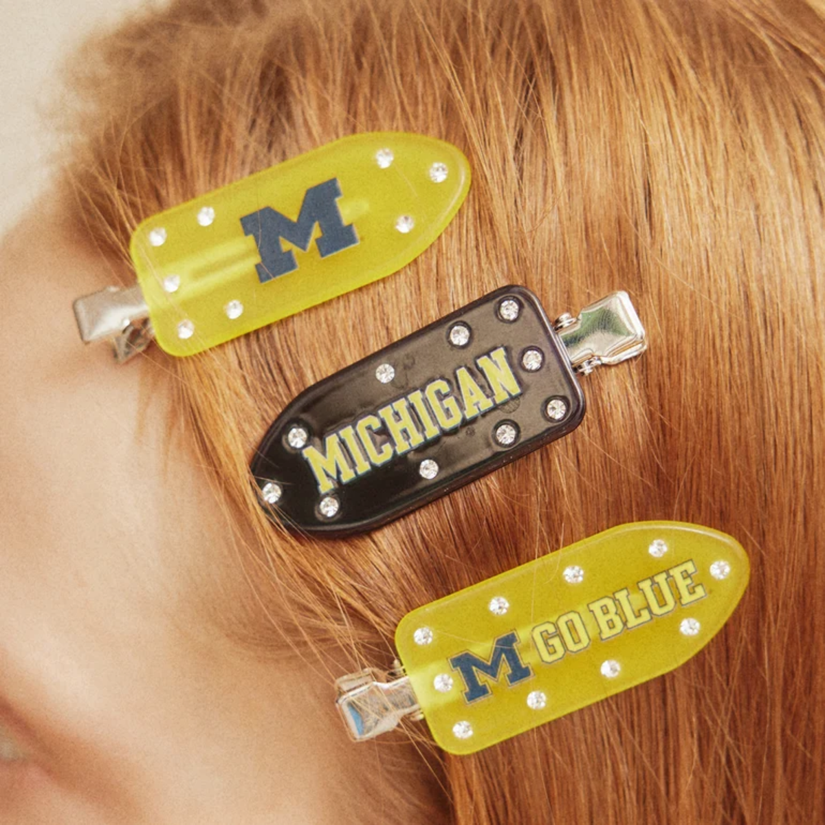 Baublebar Womens University of Michigan Hair Clip Set-Yellow
