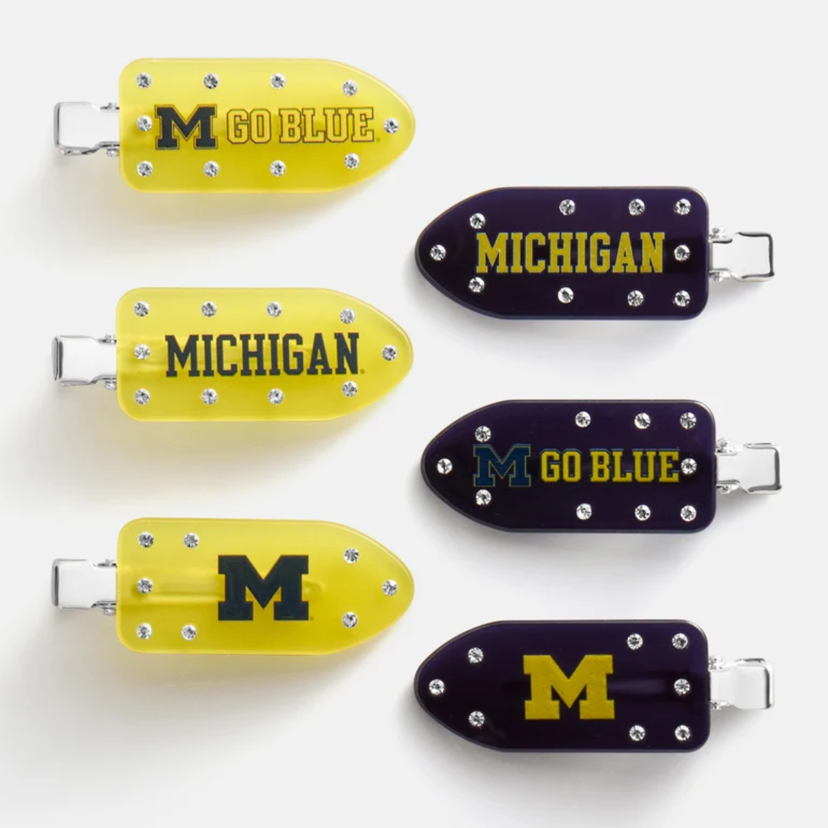 Baublebar Womens University of Michigan Hair Clip Set-Yellow