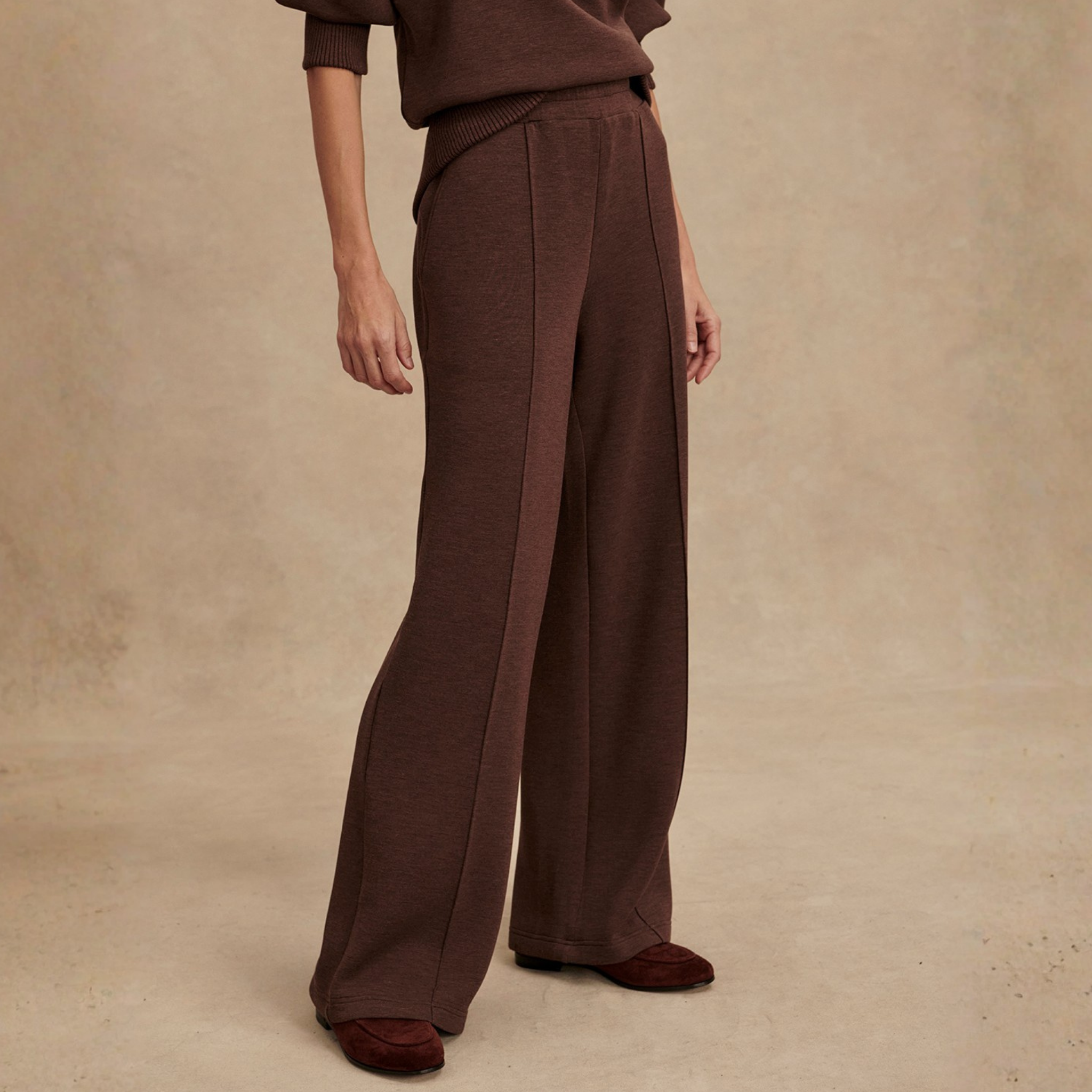 Varley Womens Varley Wide Leg Pant 30-Coffee Bean Marl