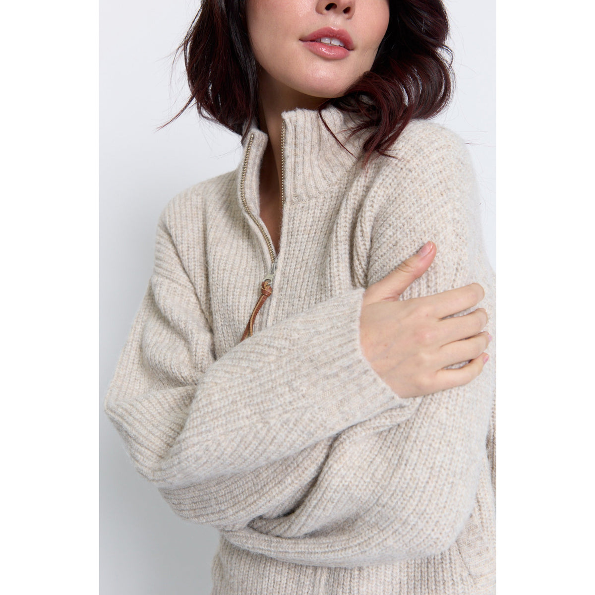 Central Park West Womens Vesper Oversized Chunky Double Full Zip