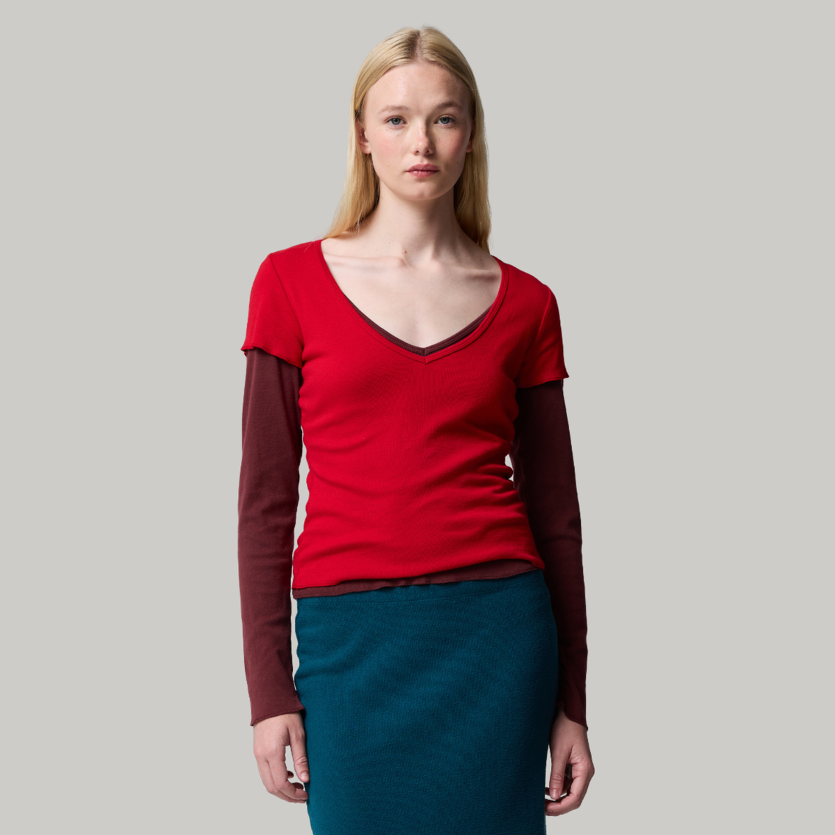Asher Womens Vicki Scoop T-Shirt-Scarlet 