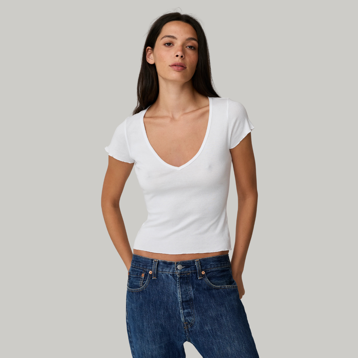 Asher Womens Vicki Scoop T-Shirt-White