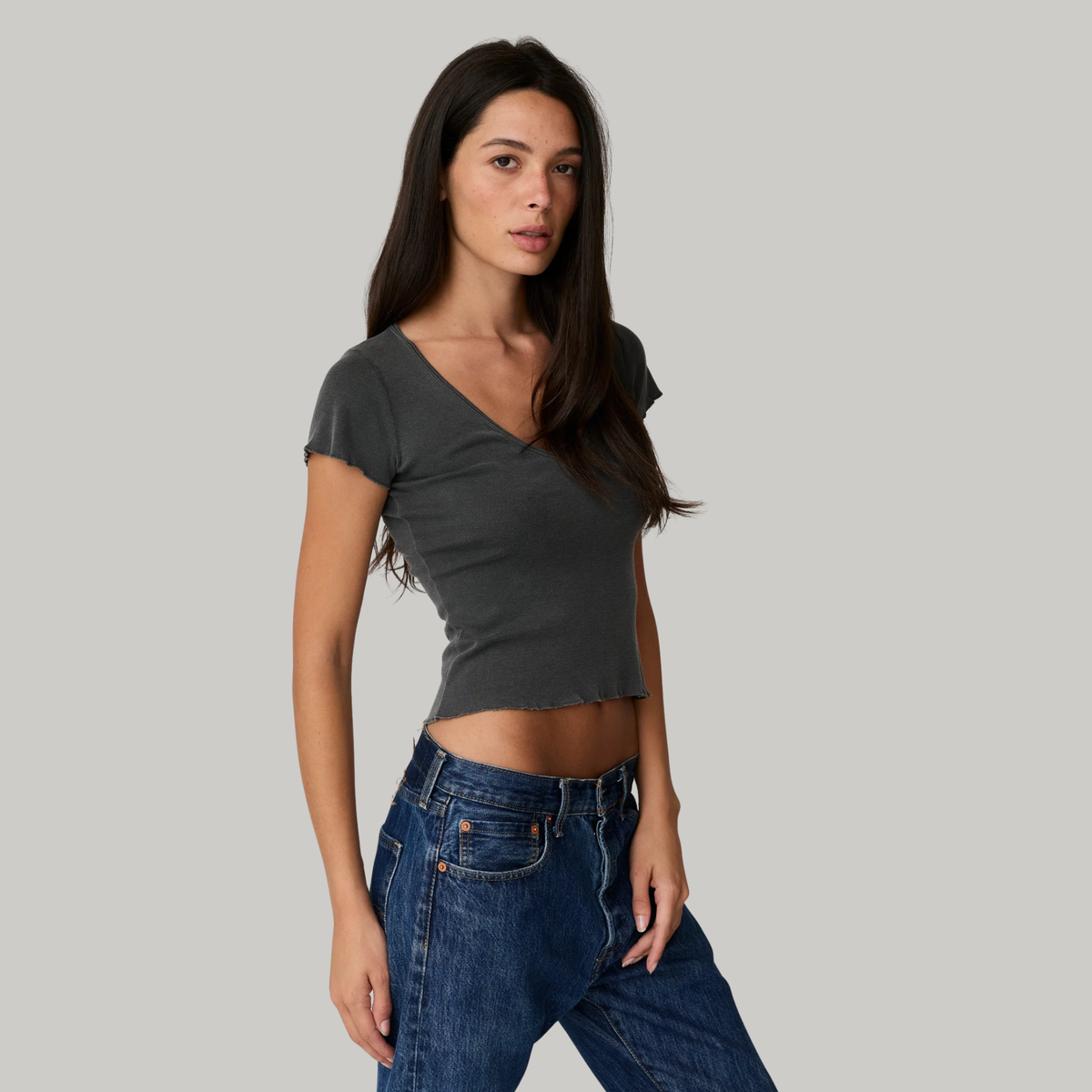 Asher Womens Vicki Scoop T-Shirt-Vintage Black