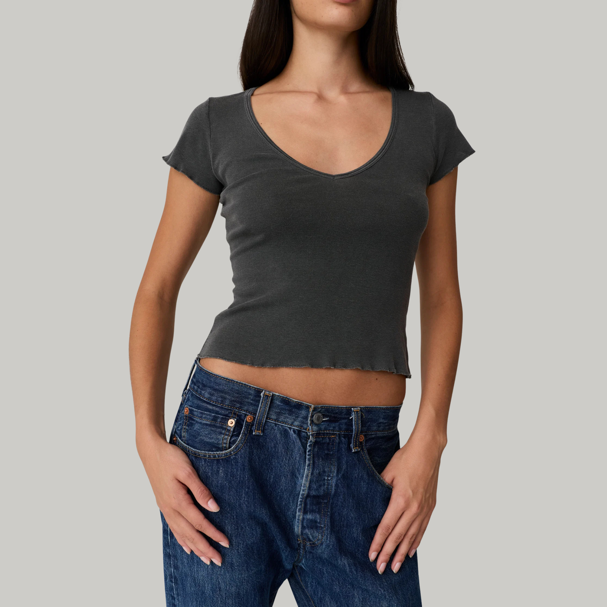 Asher Womens Vicki Scoop T-Shirt-Vintage Black