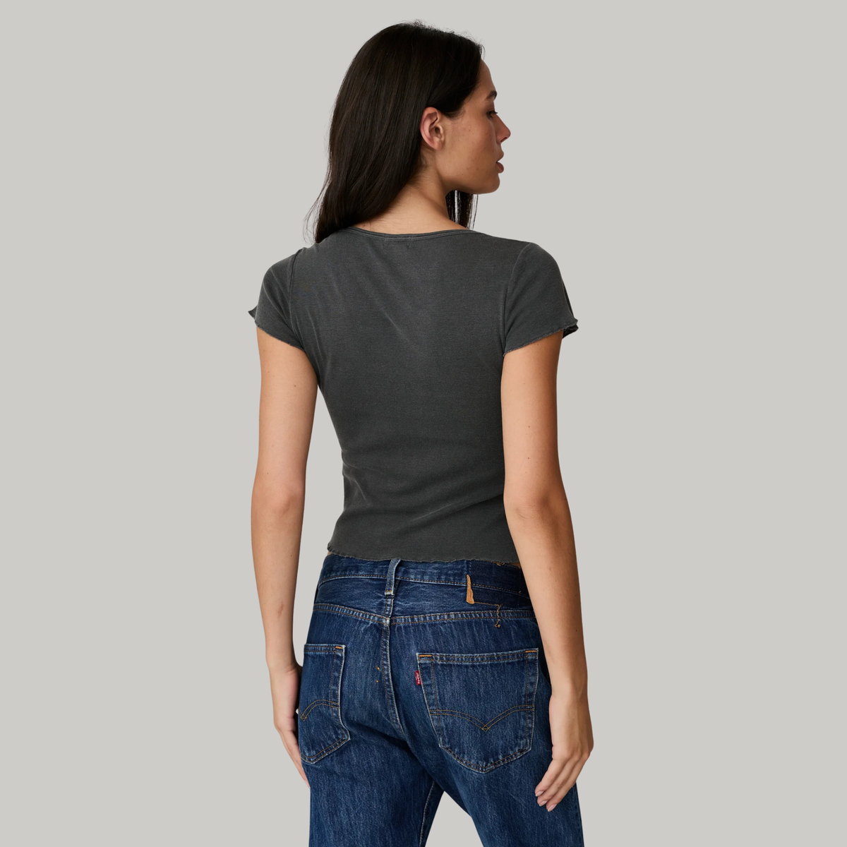 Asher Womens Vicki Scoop T-Shirt-Vintage Black